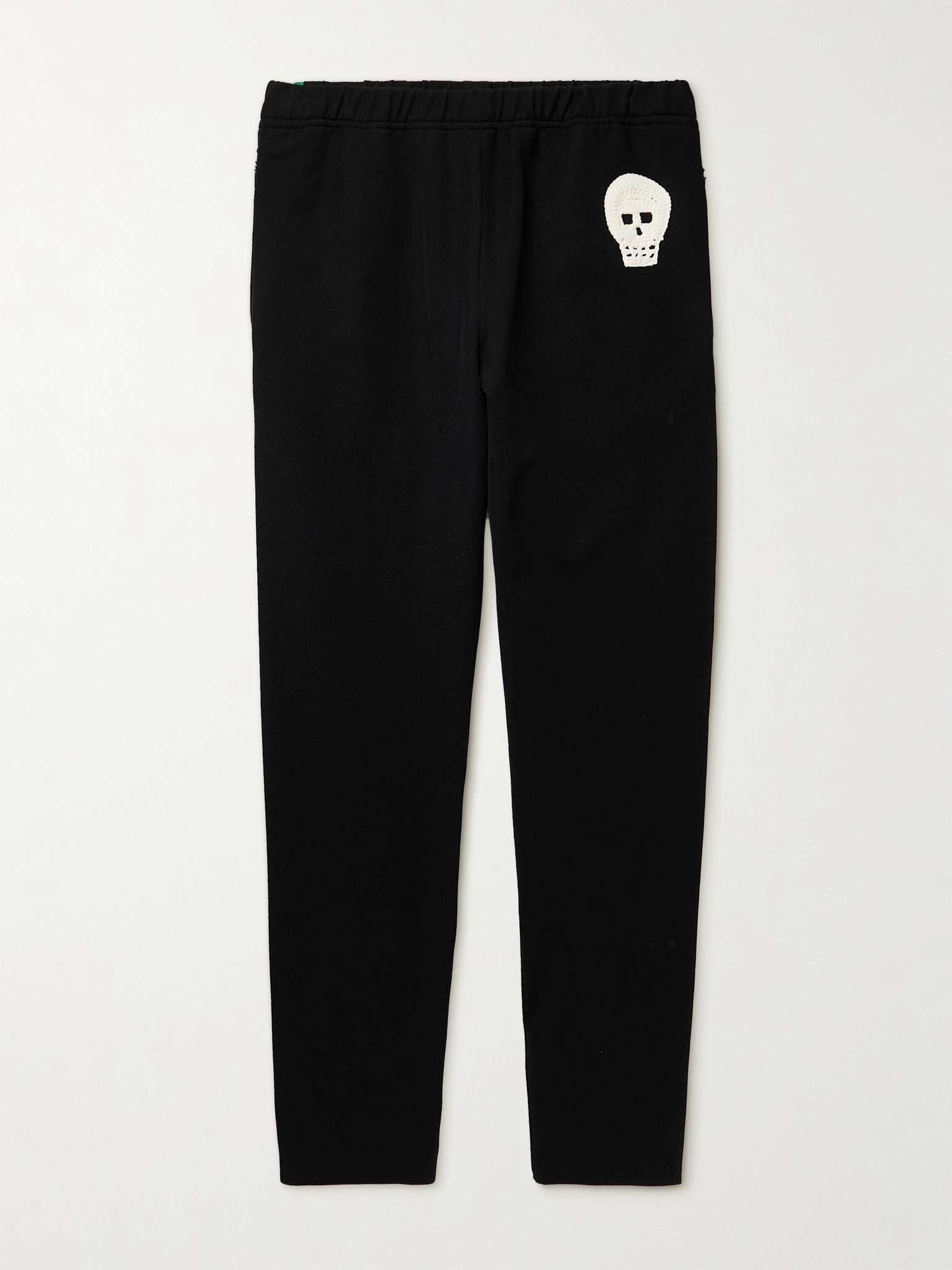 Slim-Fit Satin and Crochet-Trimmed Drill Sweatpants - 1