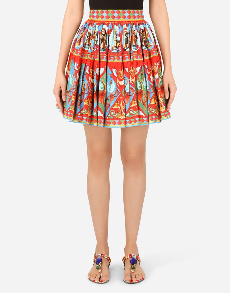 Short Carretto-print poplin skirt - 1