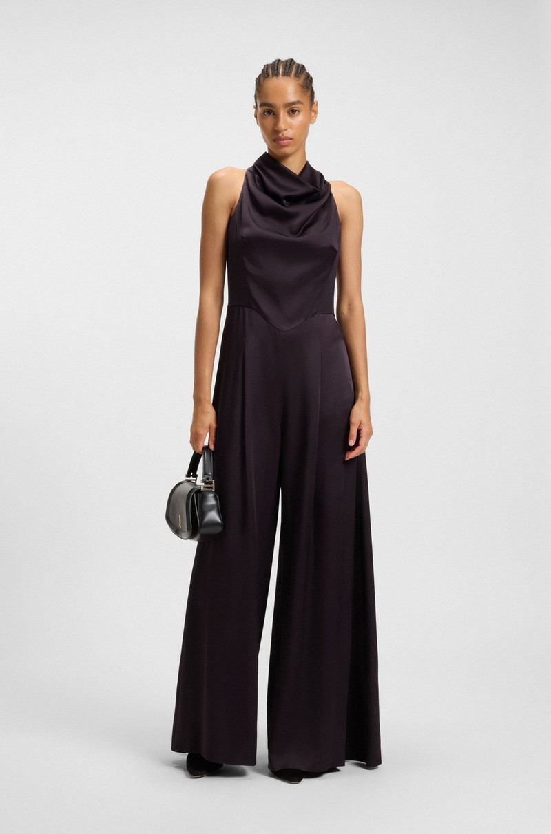 BOSS SABLÉ JUMPSUIT WITH DRAPED NECKLINE outlook