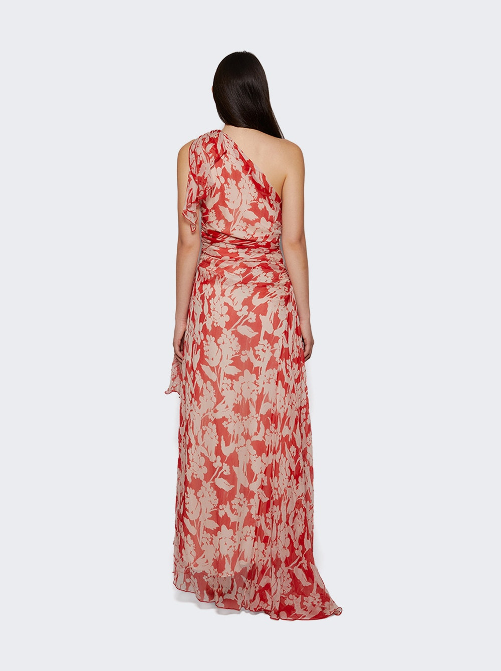 One Shoulder Draped Midi Dress Chilli And Blush - 4