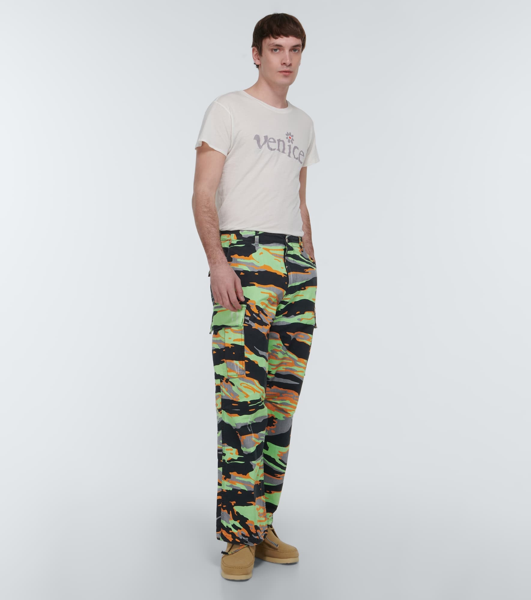 Printed cotton cargo pants - 2
