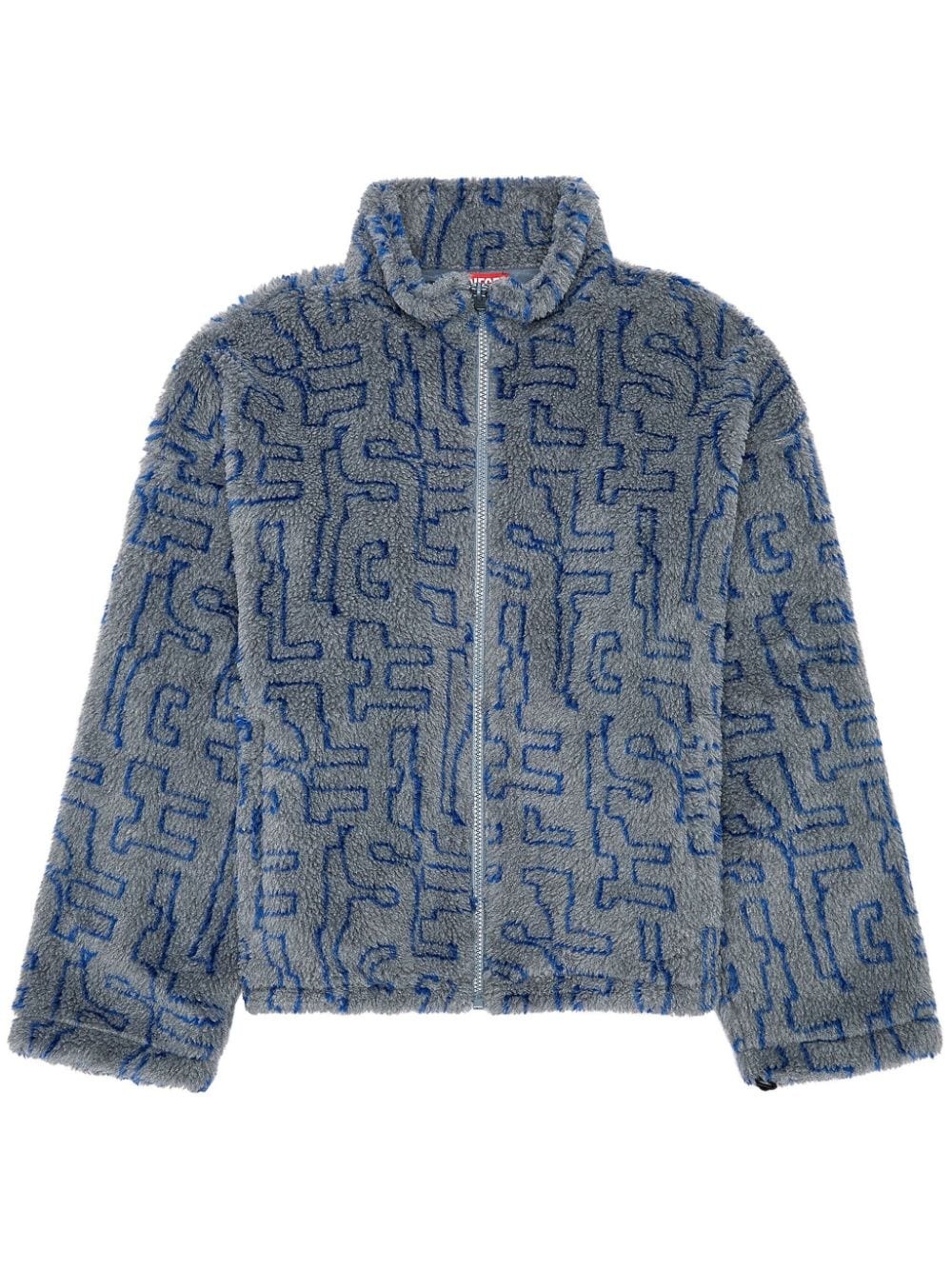 monogram-jacquard fleece bomber jacket - 1