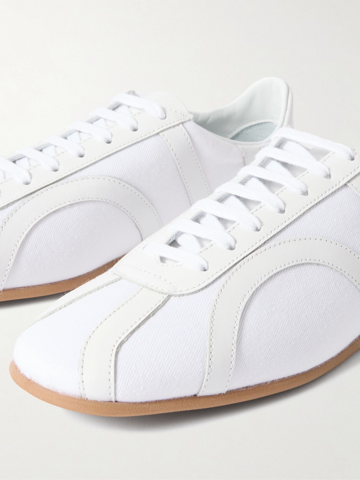 Leather-trimmed Cotton-canvas Sneakers - 4