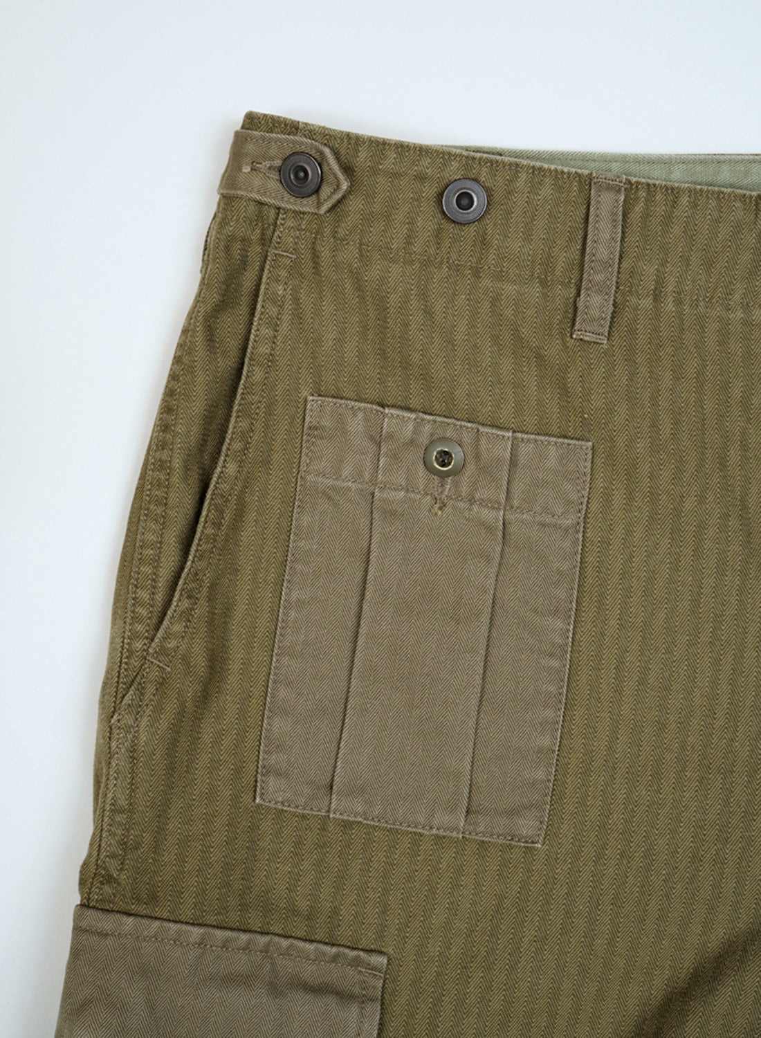 Army Cargo Pant Nano Pigment Herringbone Twill in Green - 3