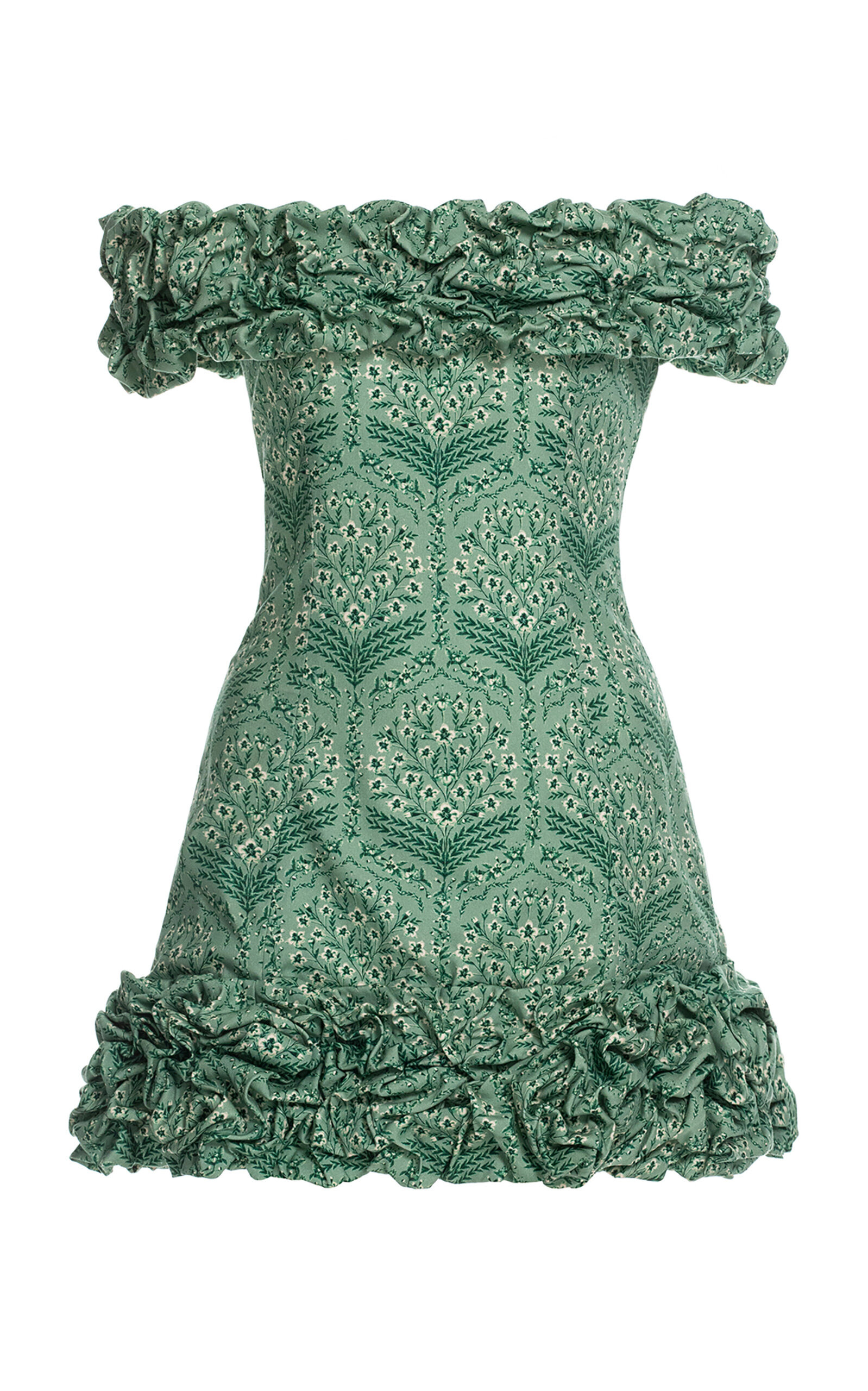 Jardin Ruched Stretch-Cotton Mini Dress green - 1
