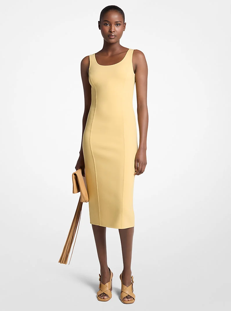 Double Faced Stretch Wool Sheath Dress - 1