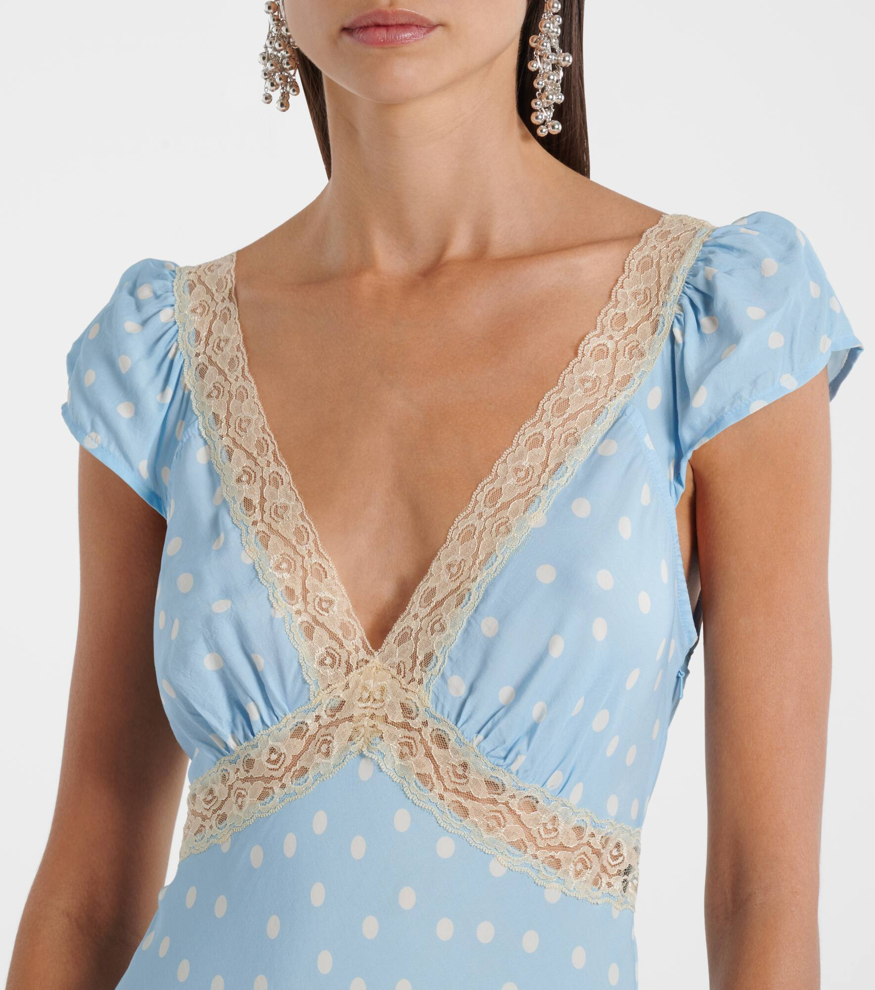 Iggy lace-trimmed polka-dot midi dress - 4