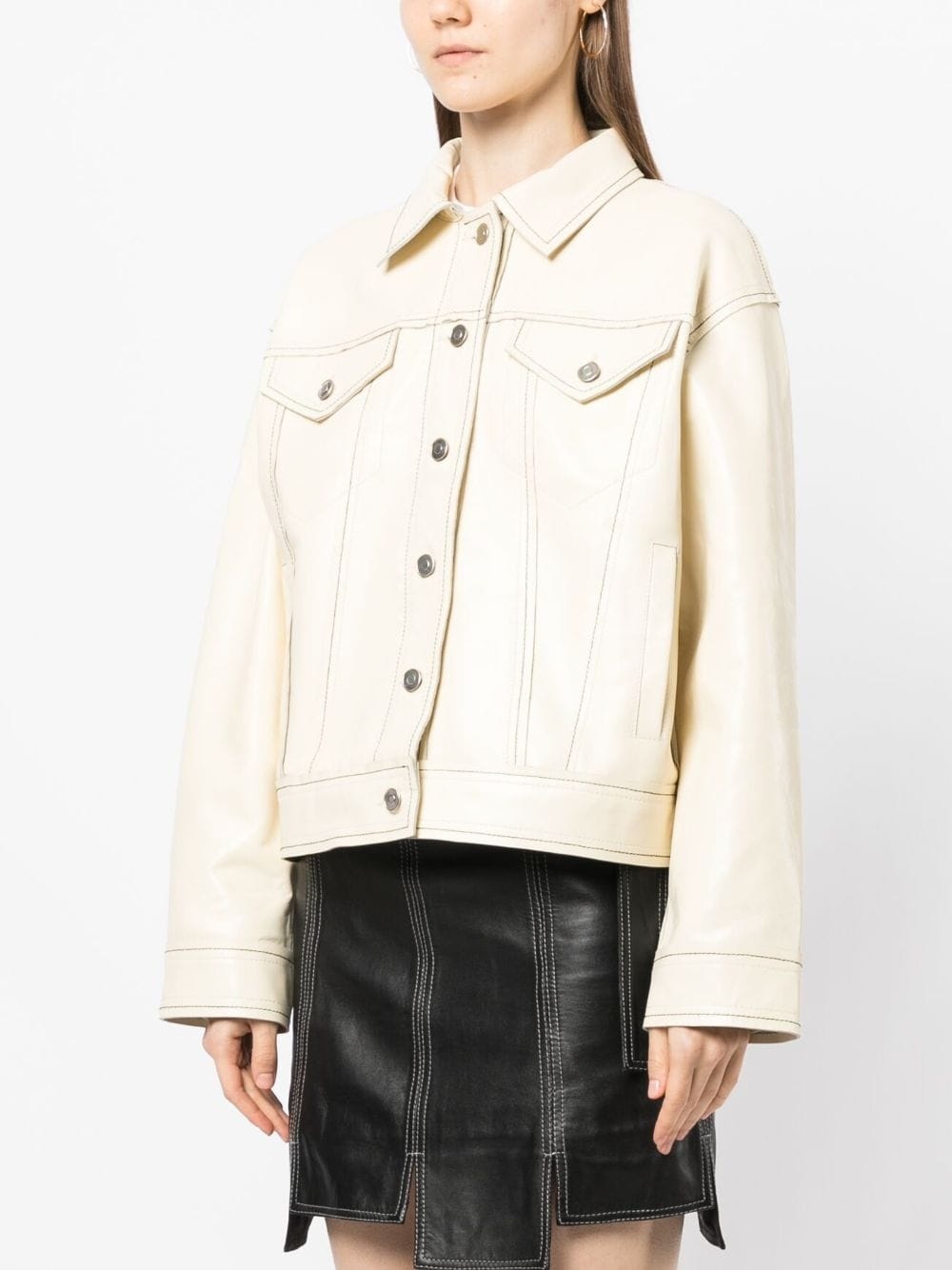 Jean oversized leather jacket - 3