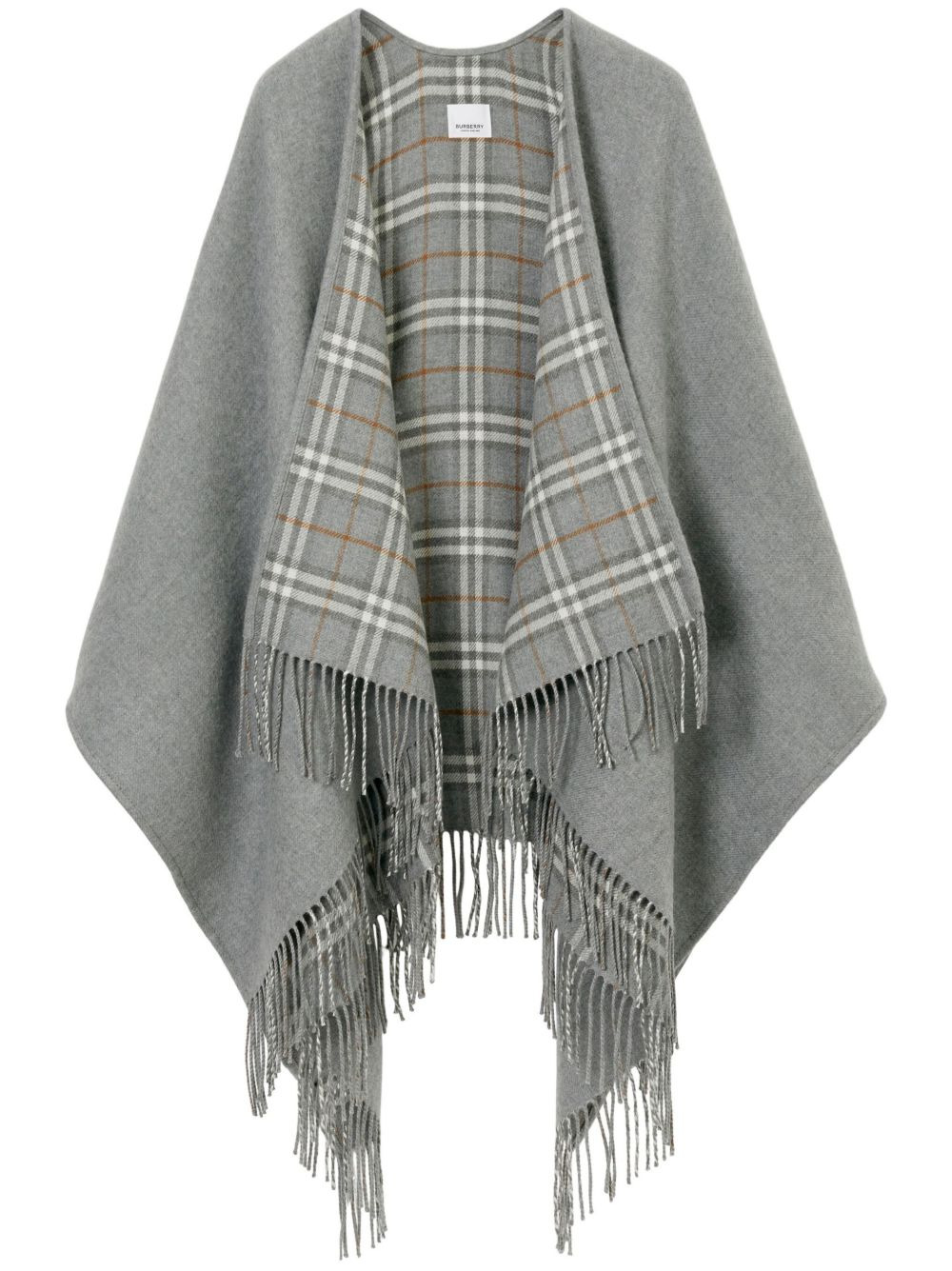 Burberry wool check print reversible Poncho - 1