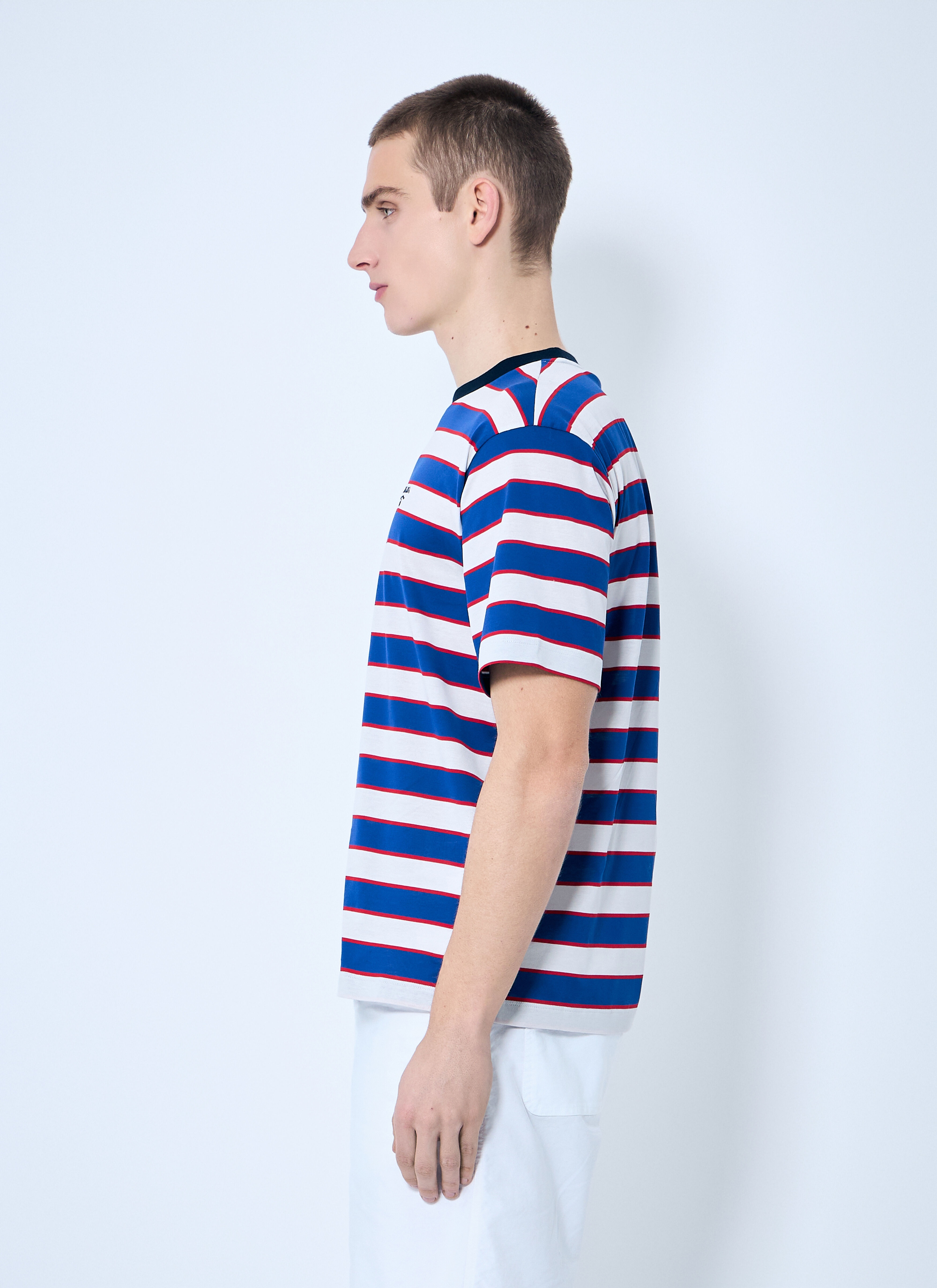 Logo Embroidery Striped T-Shirt - 3
