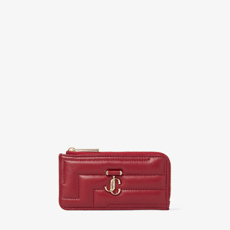 Lise-z
Cranberry Quilted Nappa Leather Card Holder with JC Emblem 1