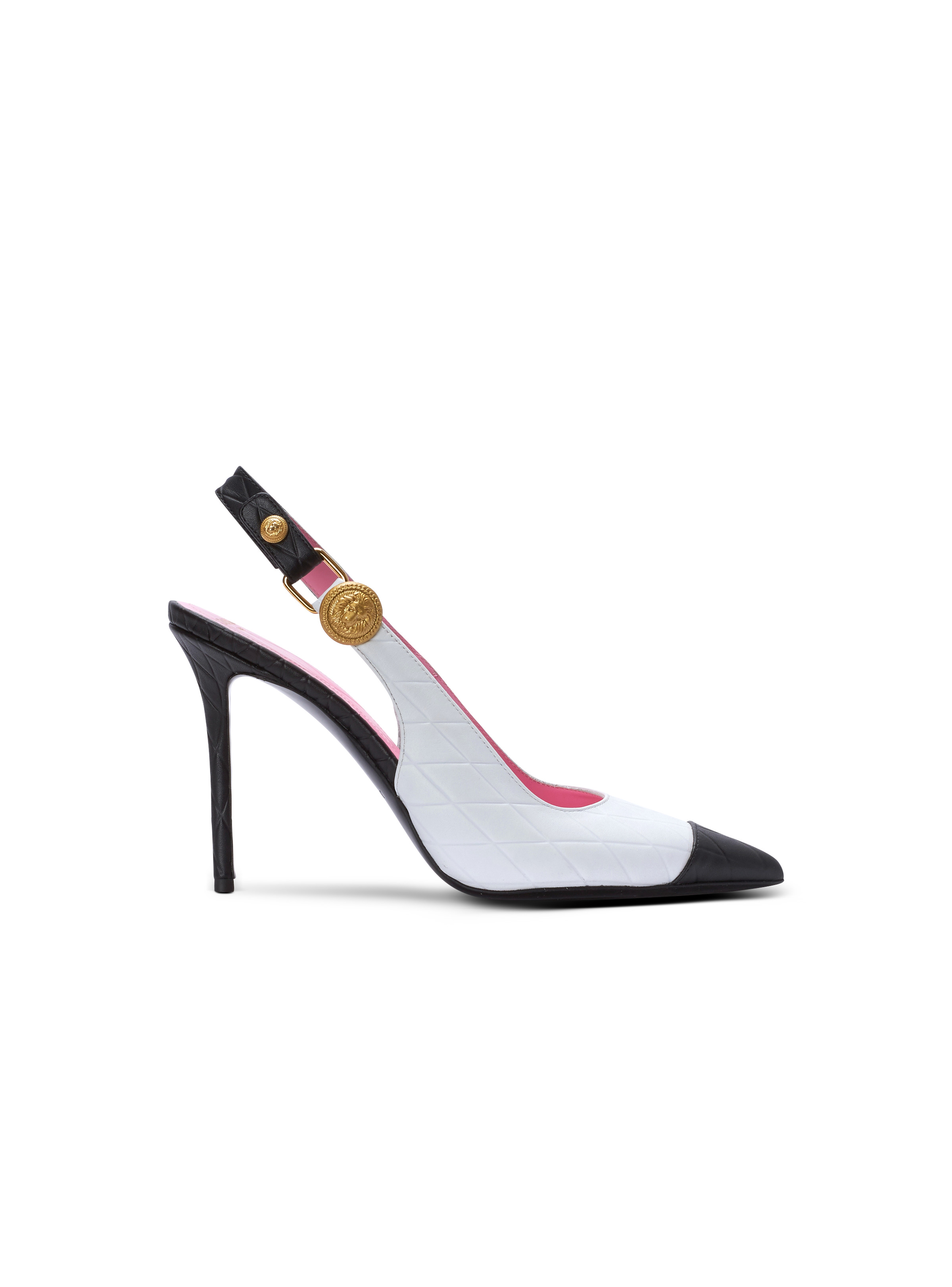 Two-tone calfskin Eva pumps with an embossed grid motif - 1