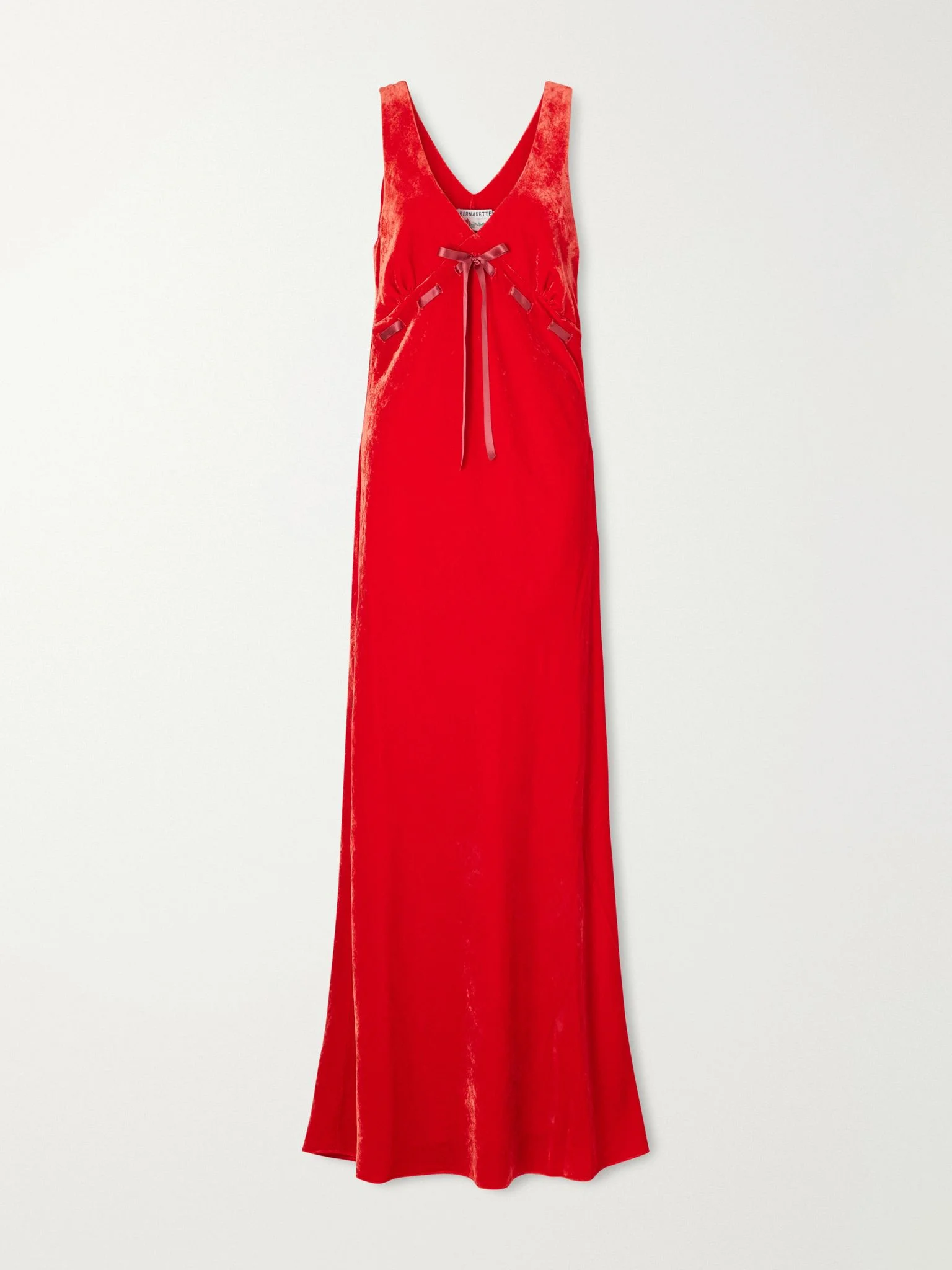 Camille bow-detailed velvet gown Red - 1