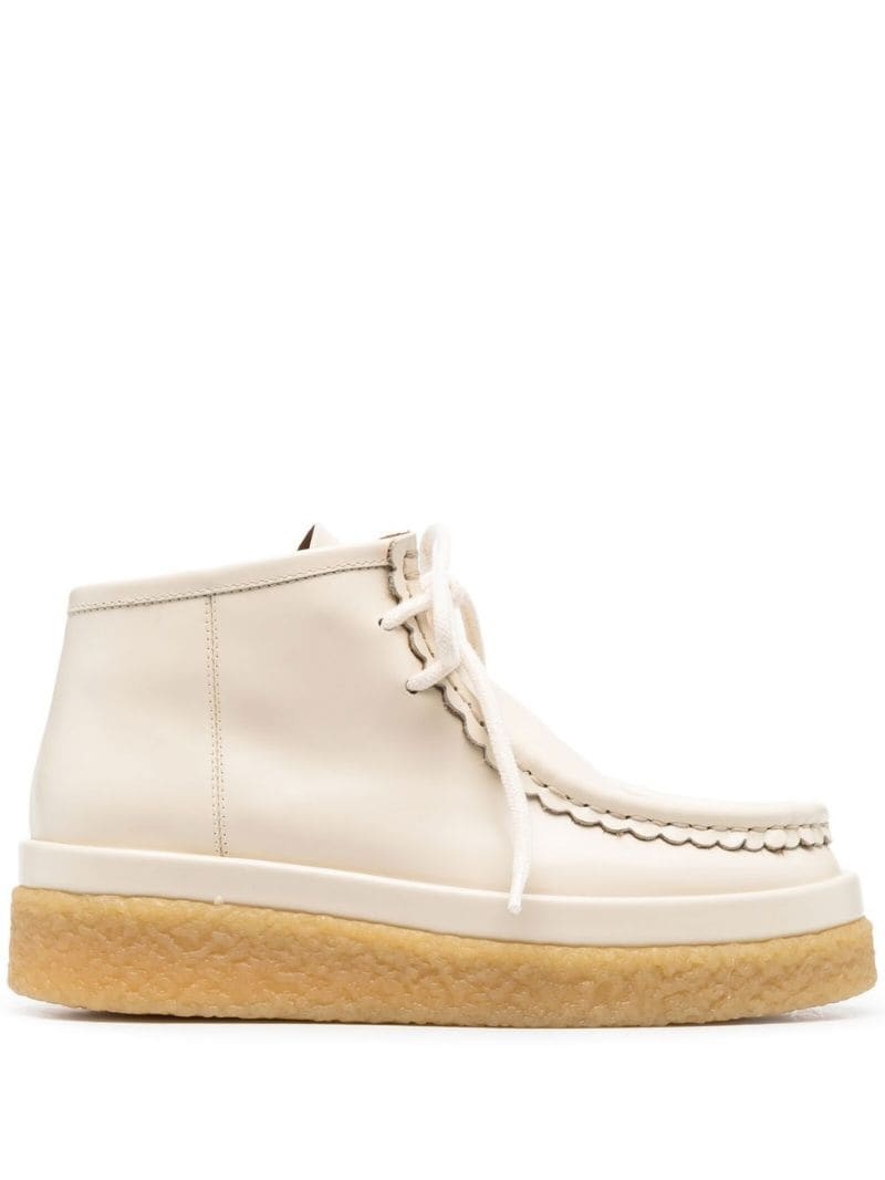 scallop-trim leather ankle boots - 1