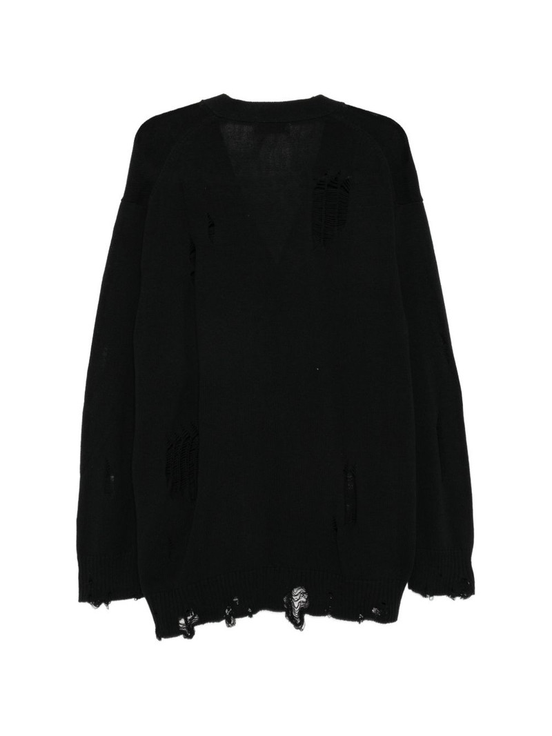 Yohji Yamamoto distressed button-up cardigan outlook
