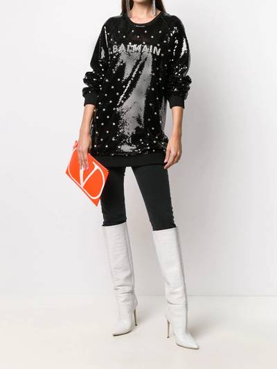 Balmain sequin embellished sweatshirt outlook