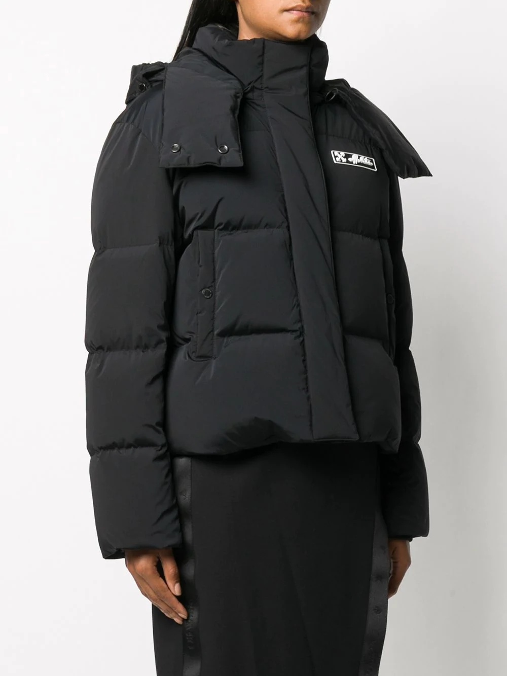 logo-patch short puffer jacket - 4