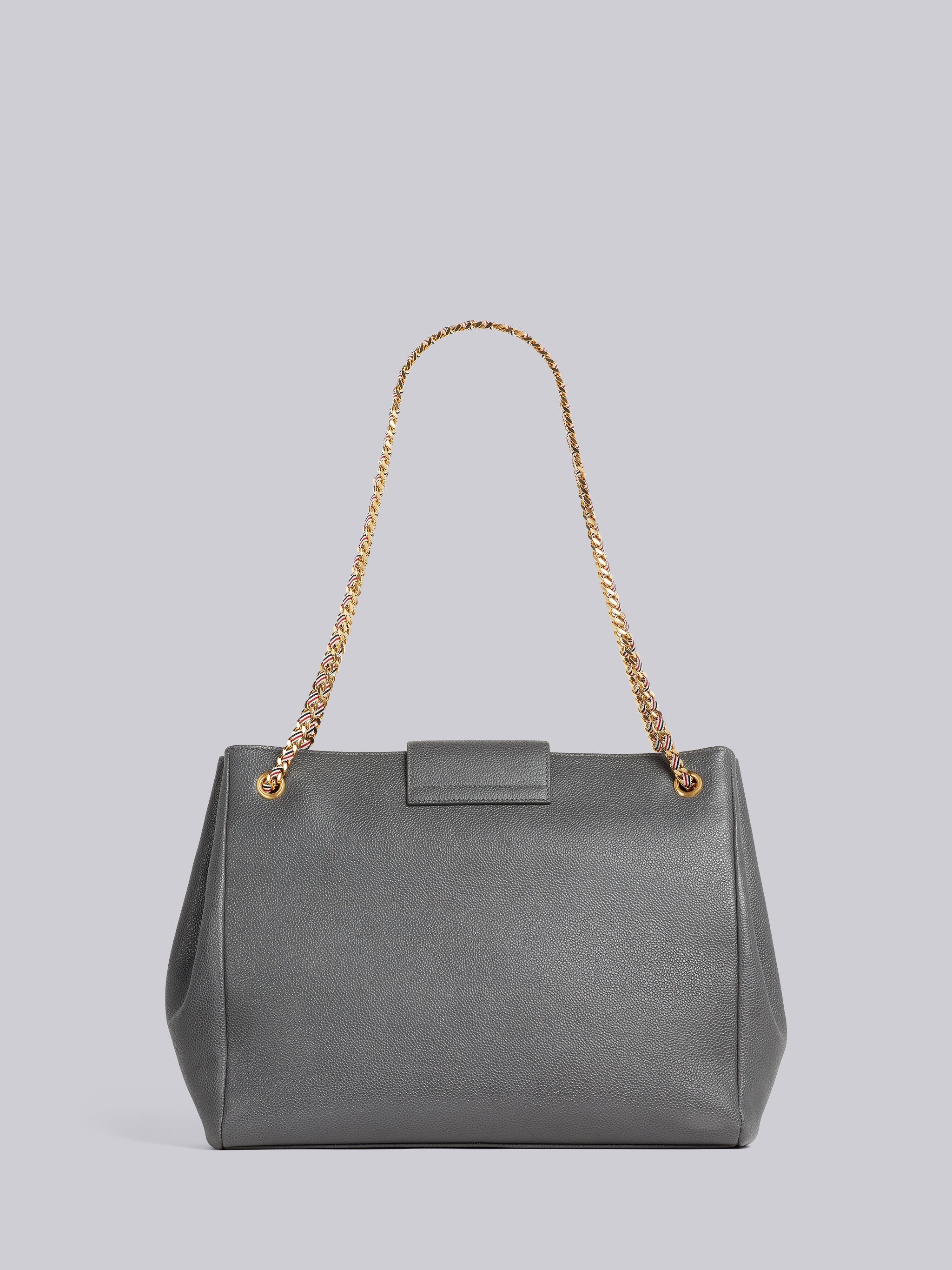 Thom Browne MRS. THOM BAG W/ CONTRAST LEATHER FRAME IN PEBBLE GRAIN LEATHER - 025 DARK GREY