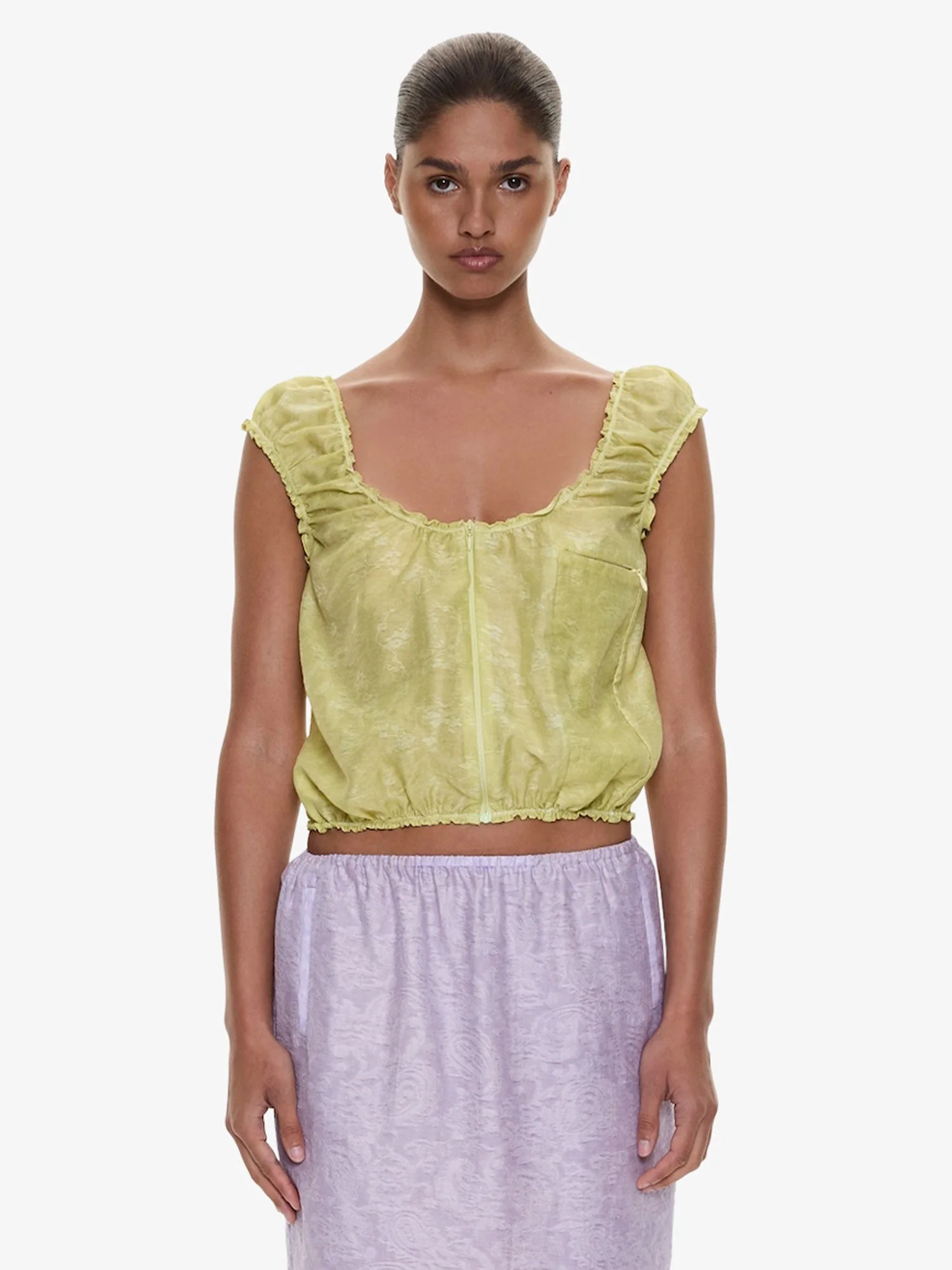 Light Leak Jacquard Zip Up Top - 1