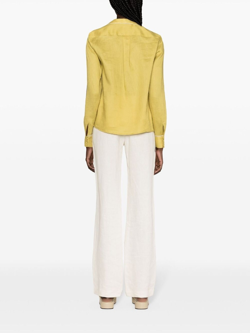 piped-trim linen shirt 4
