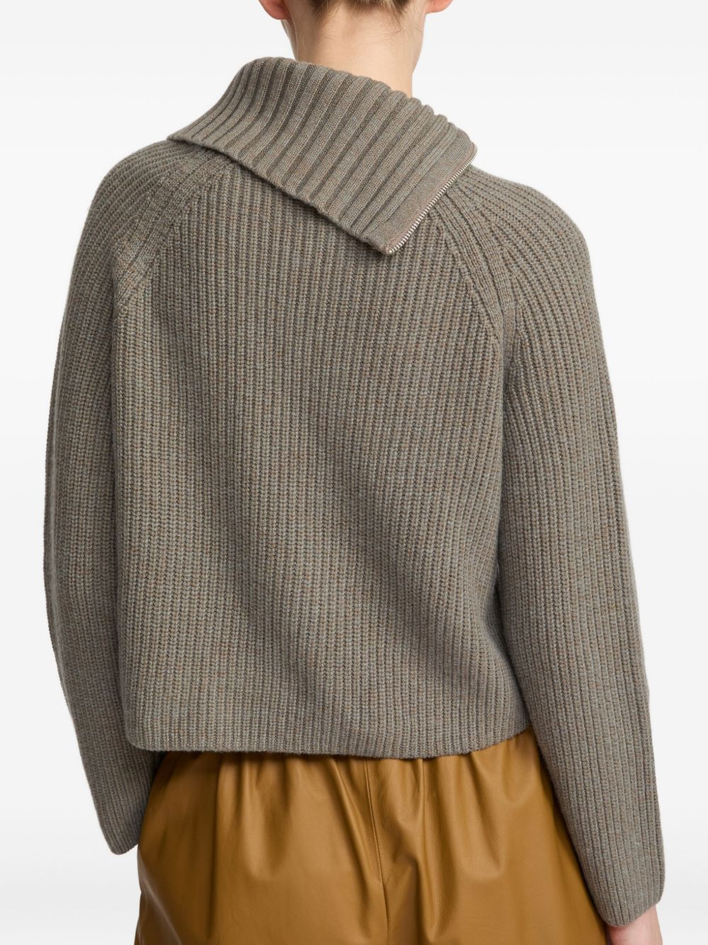 zip-neck ribbed sweater - 3