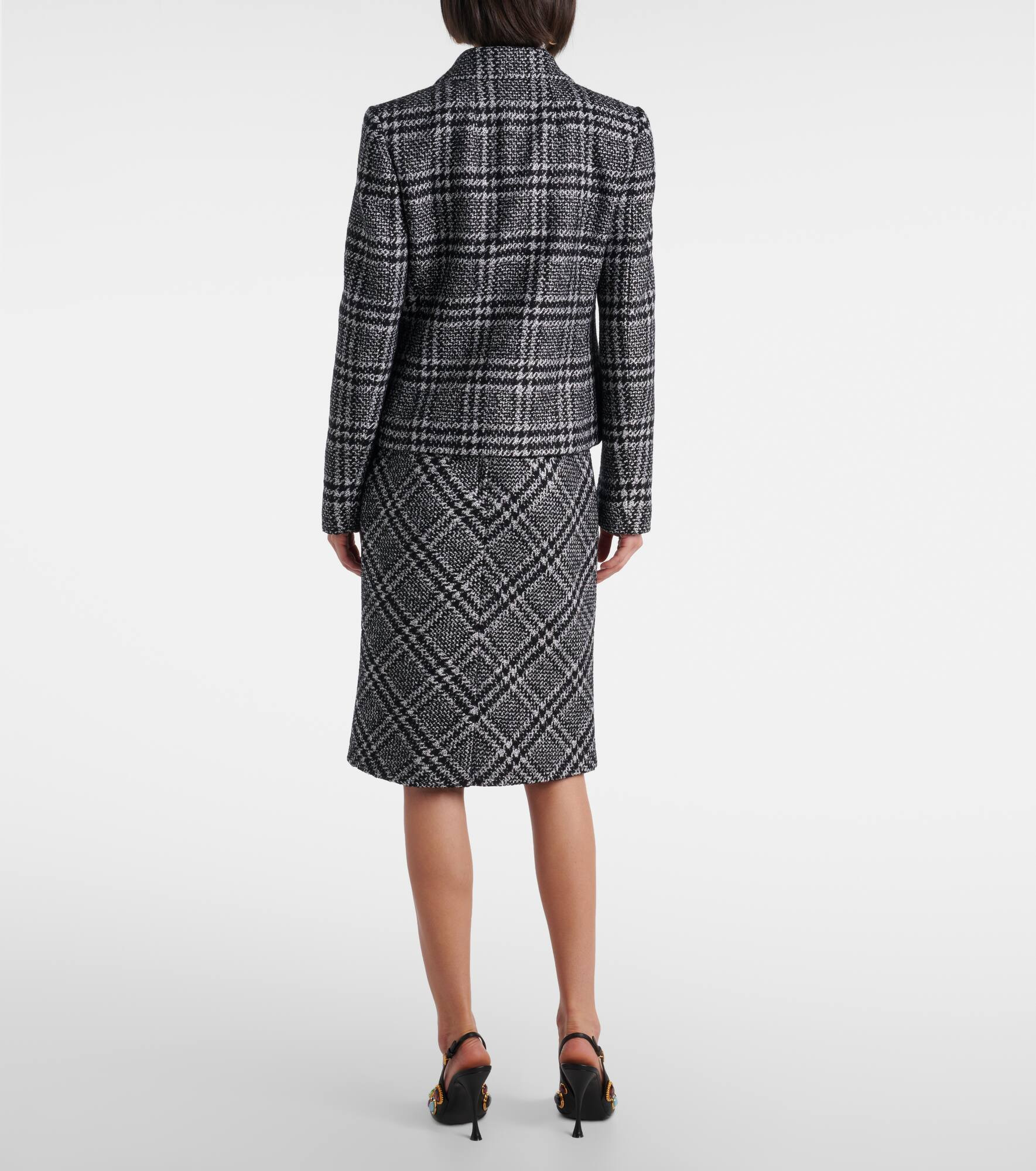 Checked wool, silk, and llama-blend jacket - 3