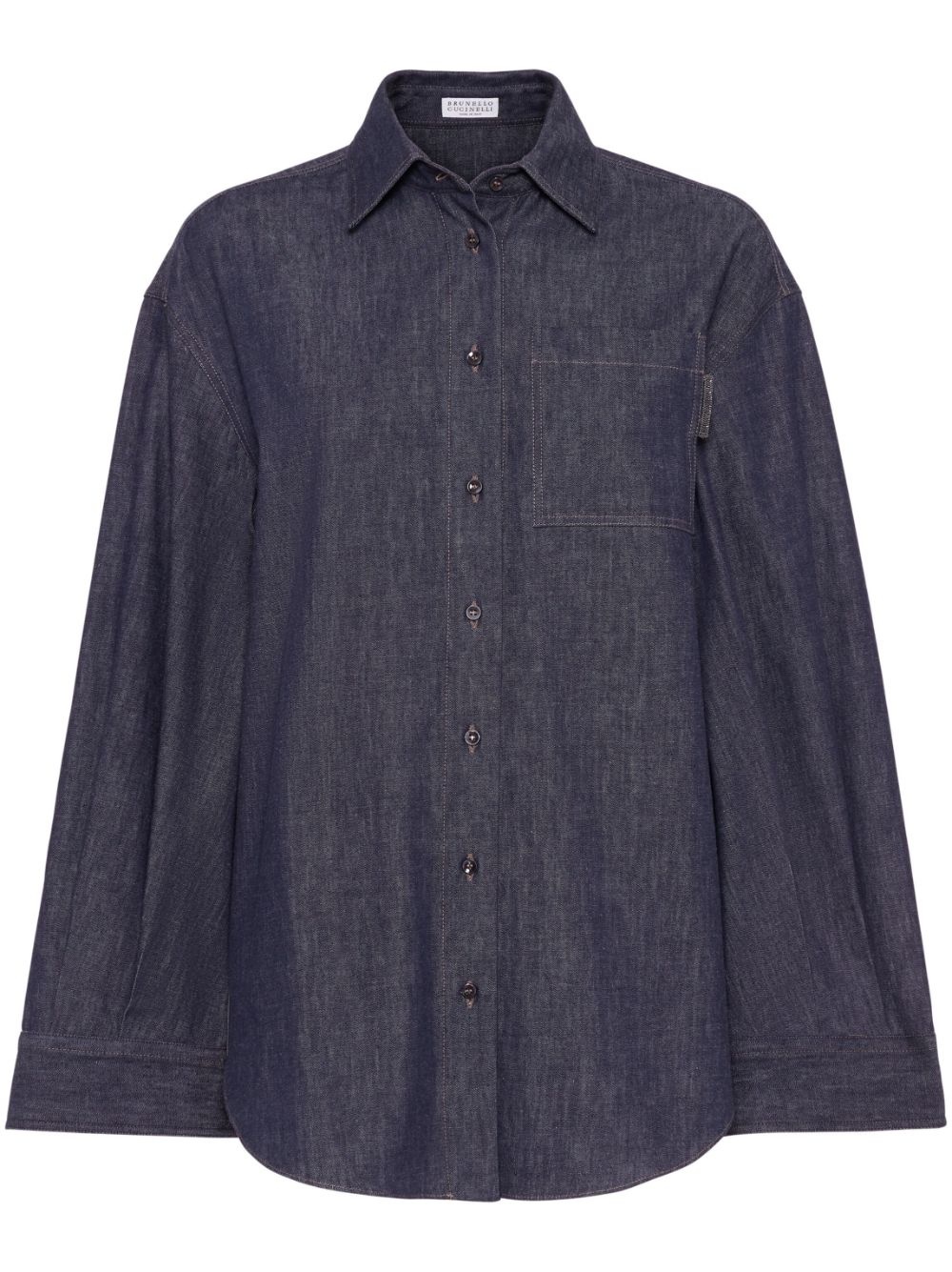 point-collar denim shirt - 1