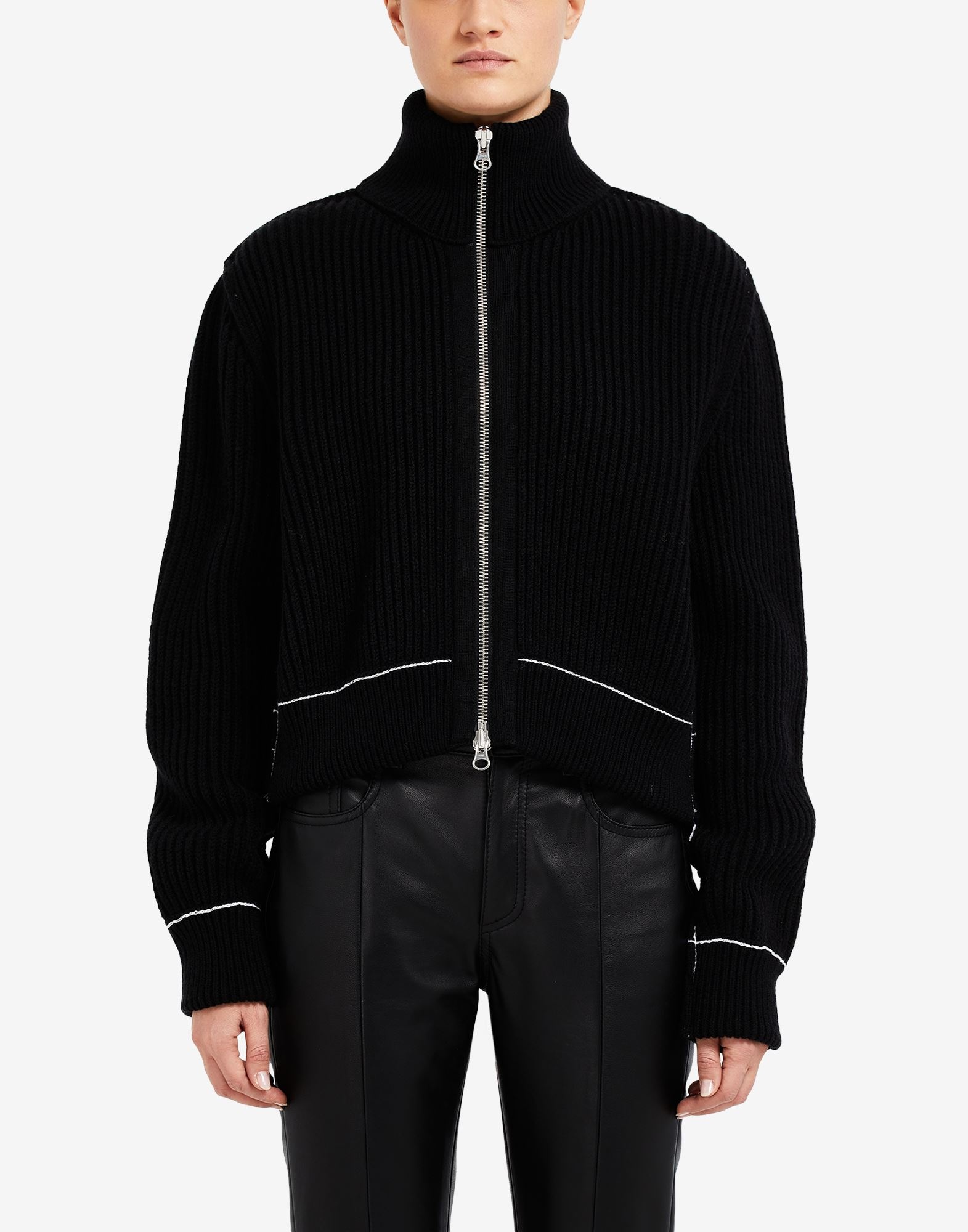 High-neck ribbed cardigan - 5