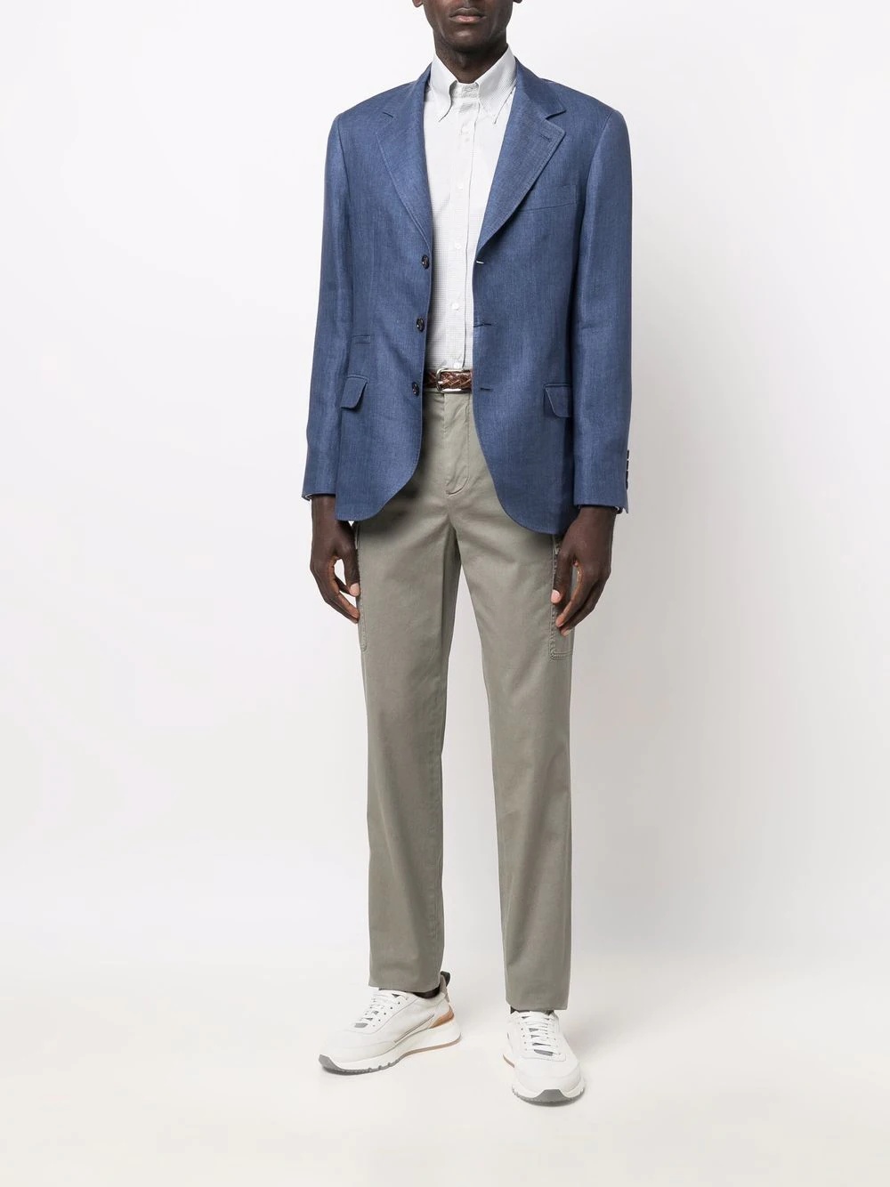 single-breasted linen blazer - 2