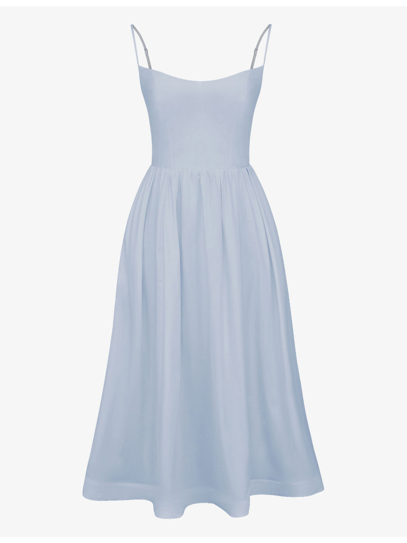 Lolita scoop-neck stretch cotton-blend midi dress 1