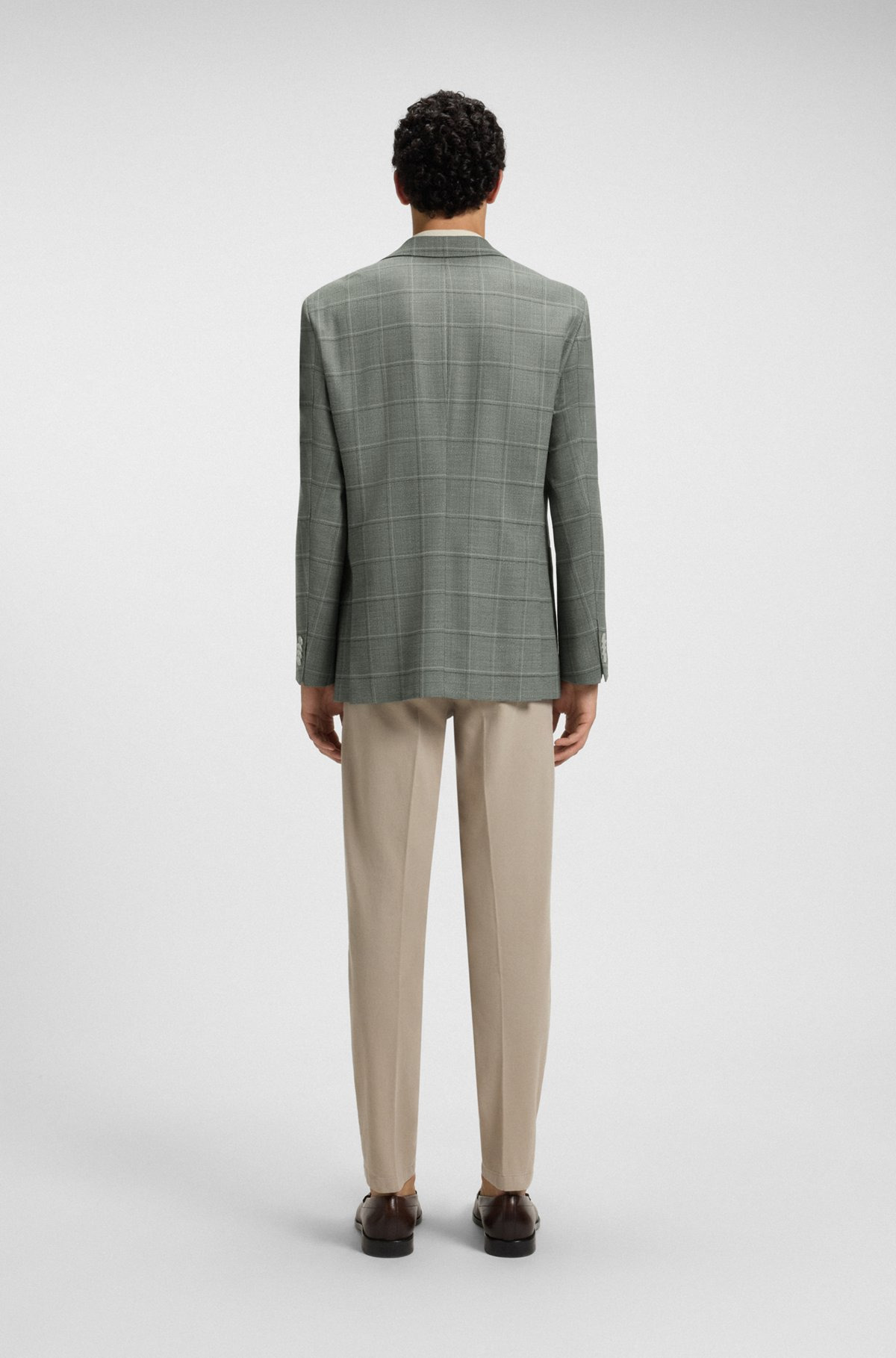 REGULAR-FIT BLAZER IN CHECKED WOOL - 4