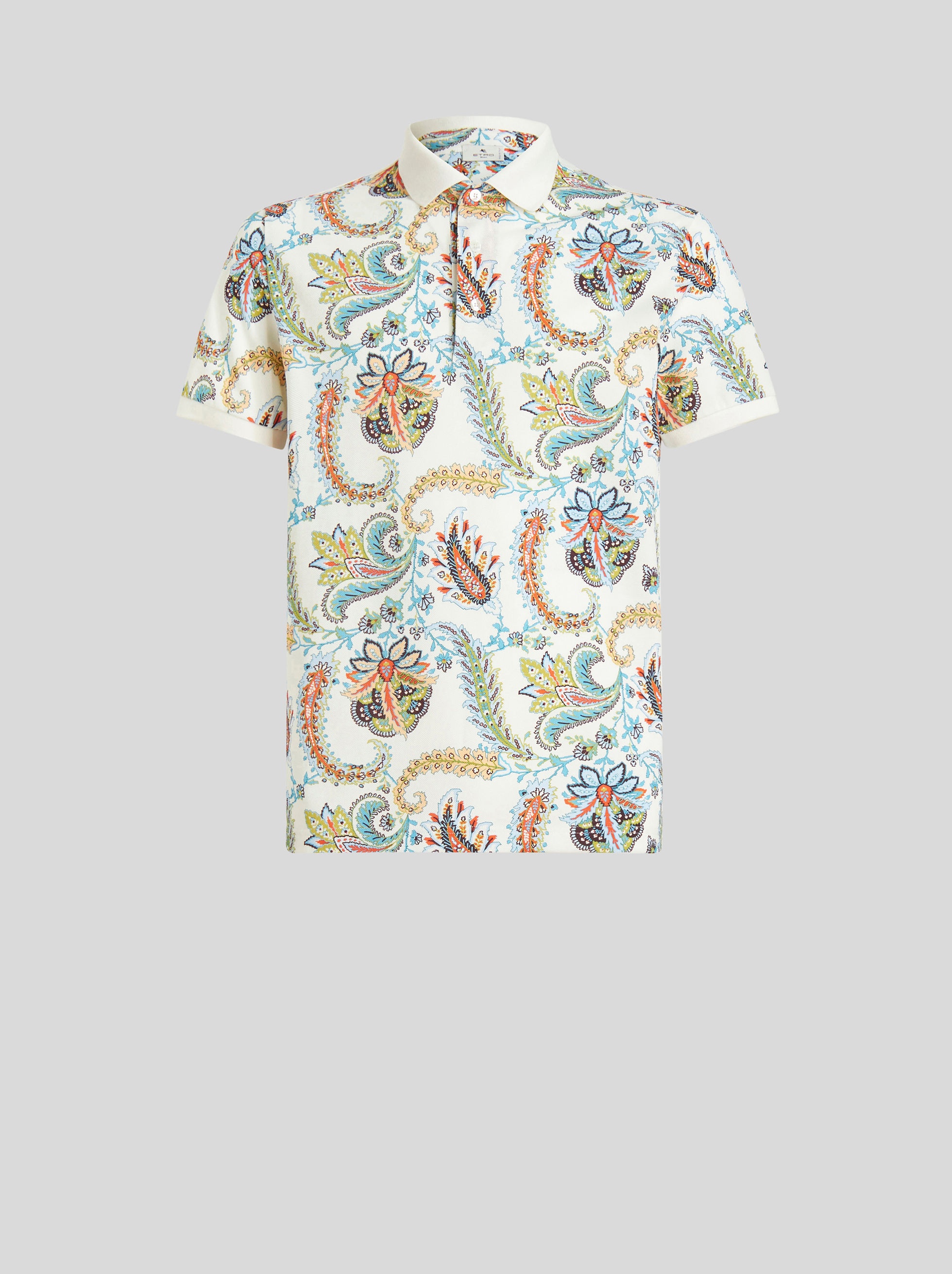 FLORAL PAISLEY DESIGN JACQUARD POLO SHIRT - 1