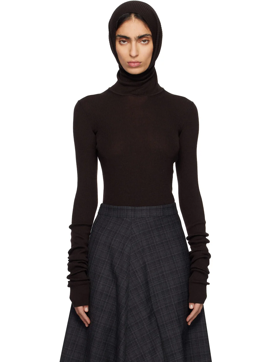 Brown Balaclava Sweater - 1