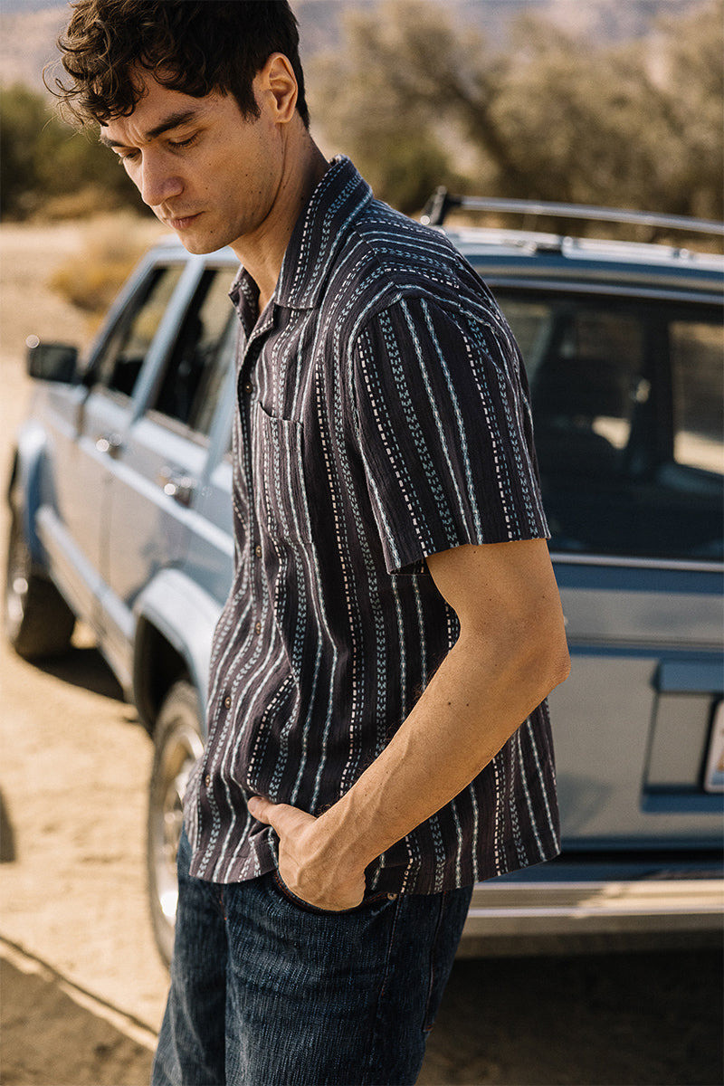 The Wrench Gauze Dobby Stripe Shirt - Charcoal 5