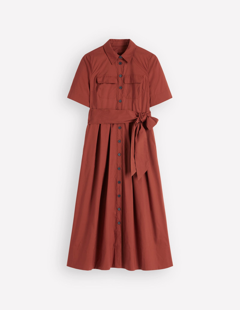 Zoe Short Sleeve Shirt Dress-Burnt Orange 1