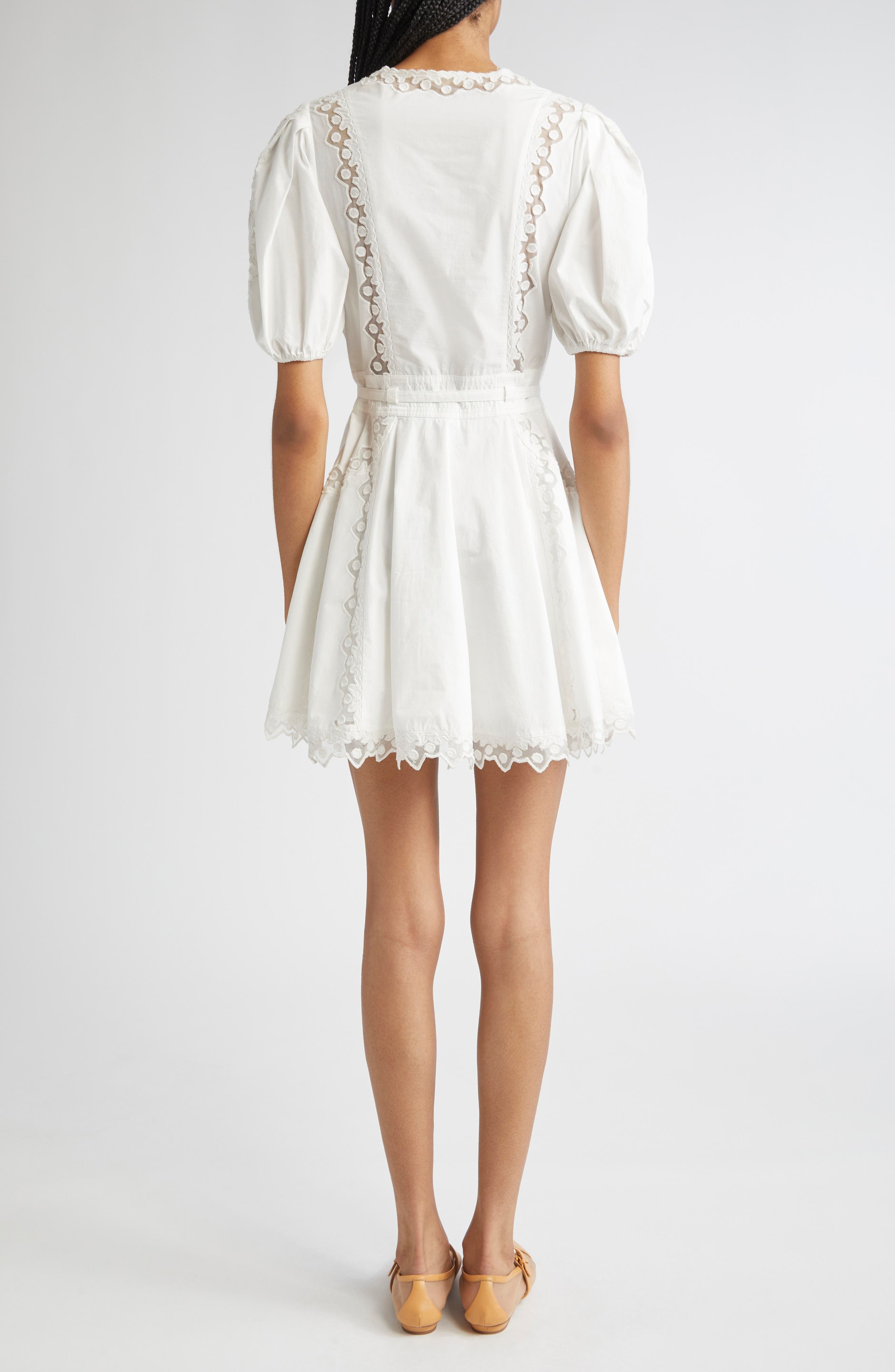 Ulla Johnson Camilla Mesh Detail Cotton Minidress in Pristine at Nordstrom - 2