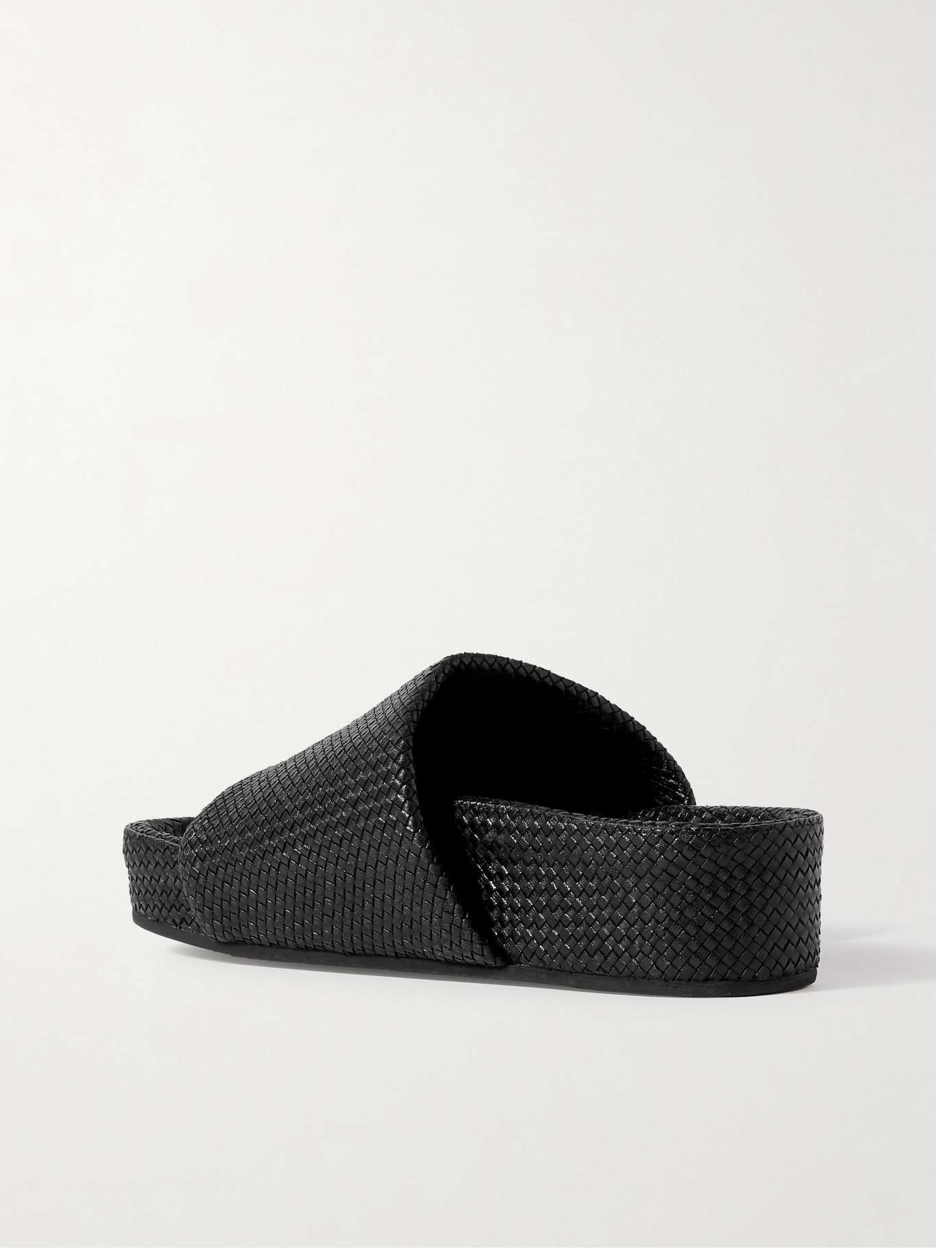 Woven leather platform slides - 3