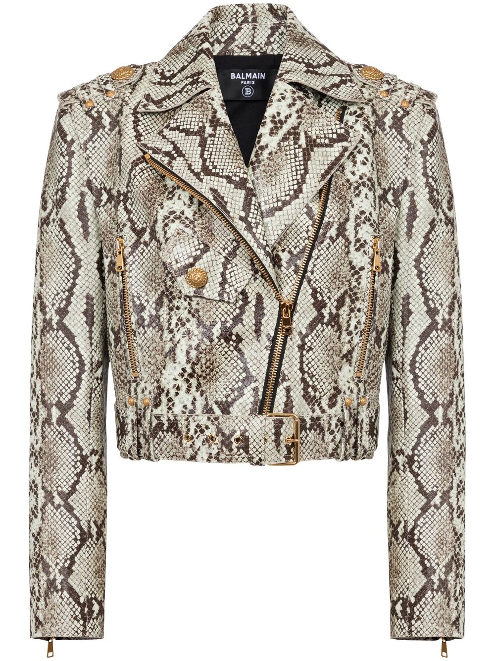 python-jacquard cropped biker jacket - 1