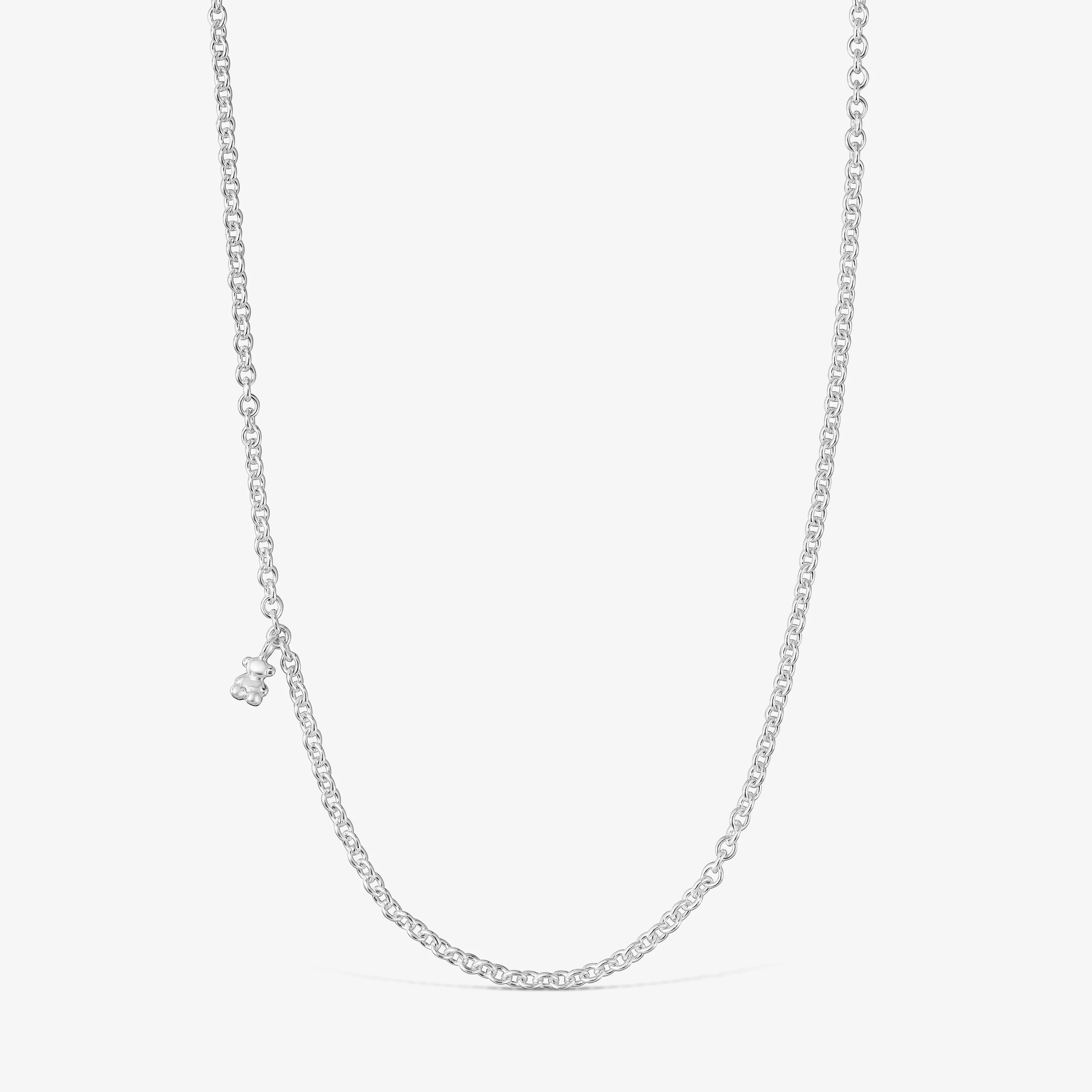 Short silver Necklace with round rings Bold Bear - 1