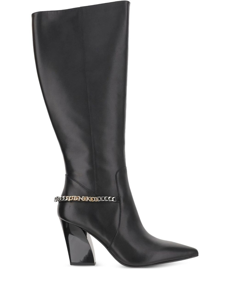 90mm chain-embellished leather boots 1