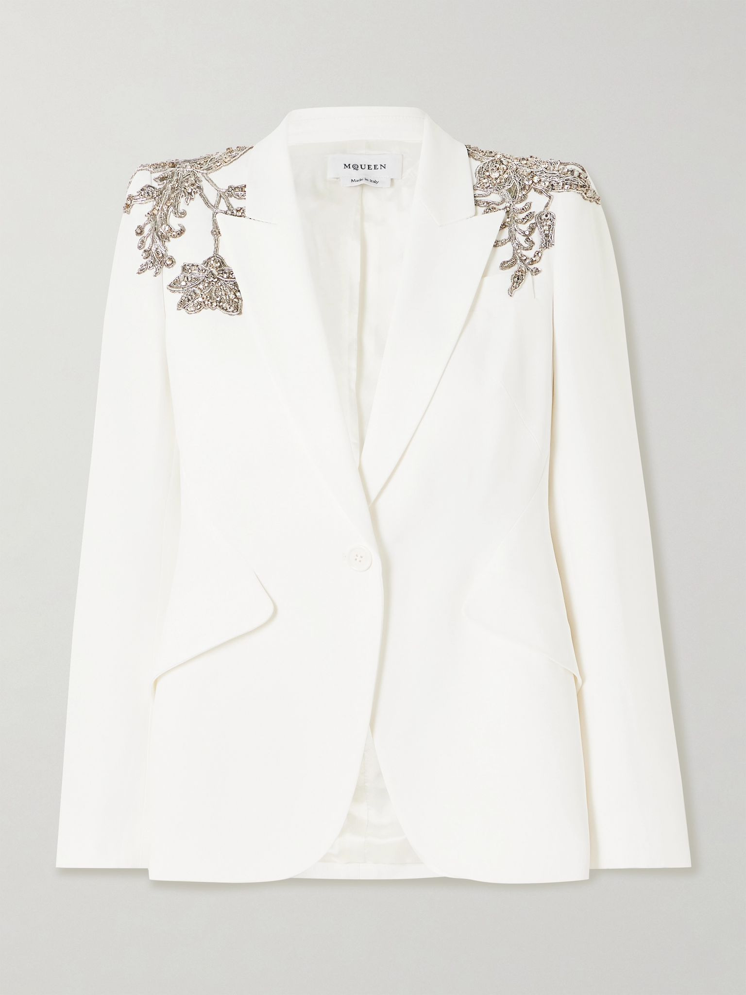 Embellished crepe blazer Ivory - 1