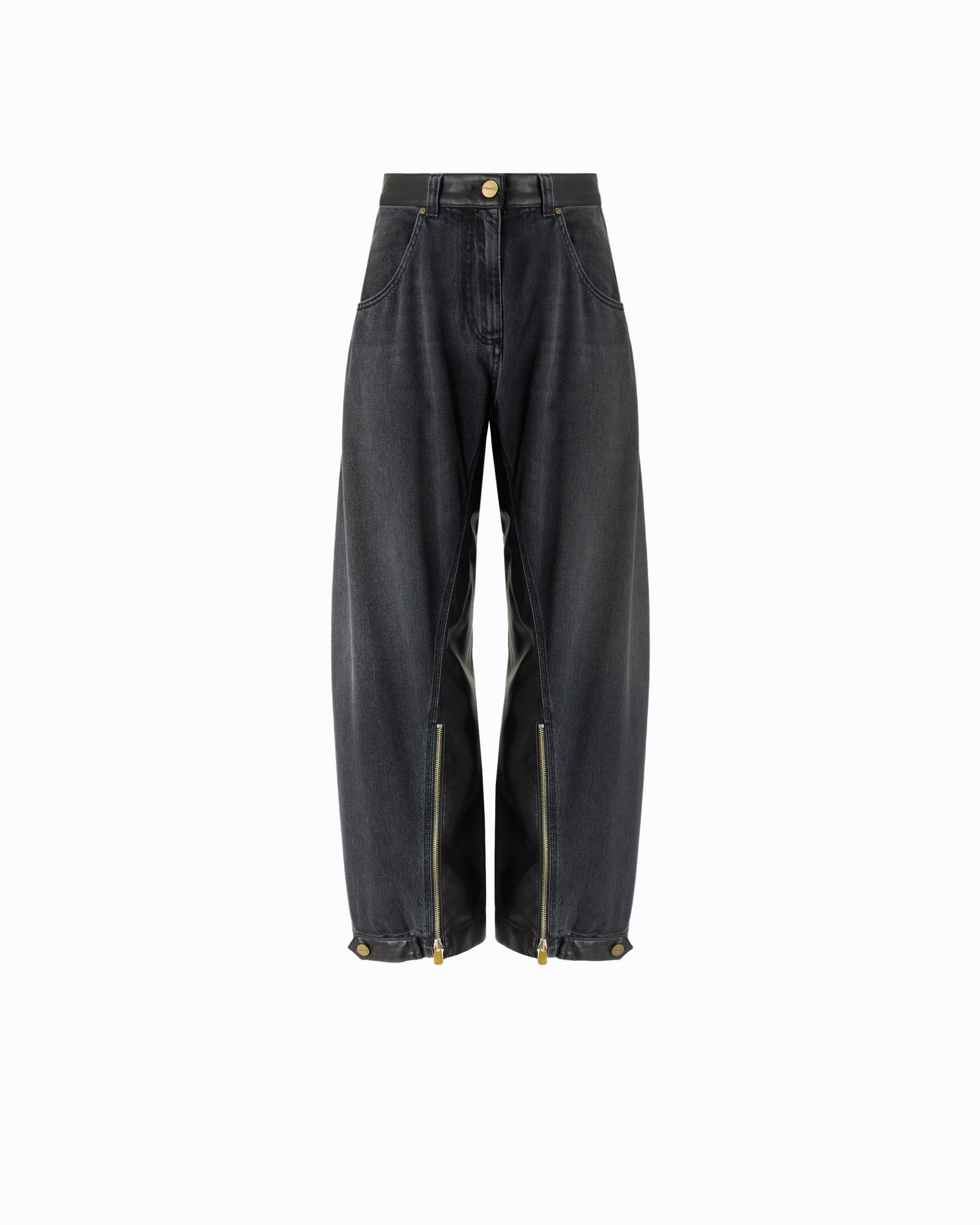 BALLOON-FIT JEANS WITH COATED CANVAS INSERTS - 1
