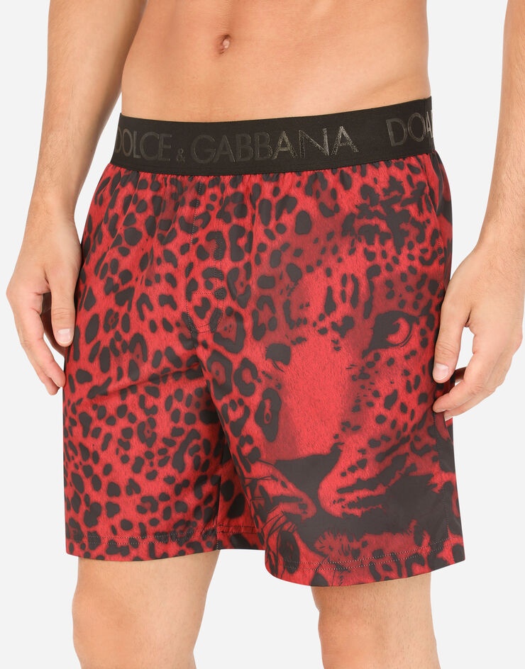 Mid-length swim trunks with leopard print - 4