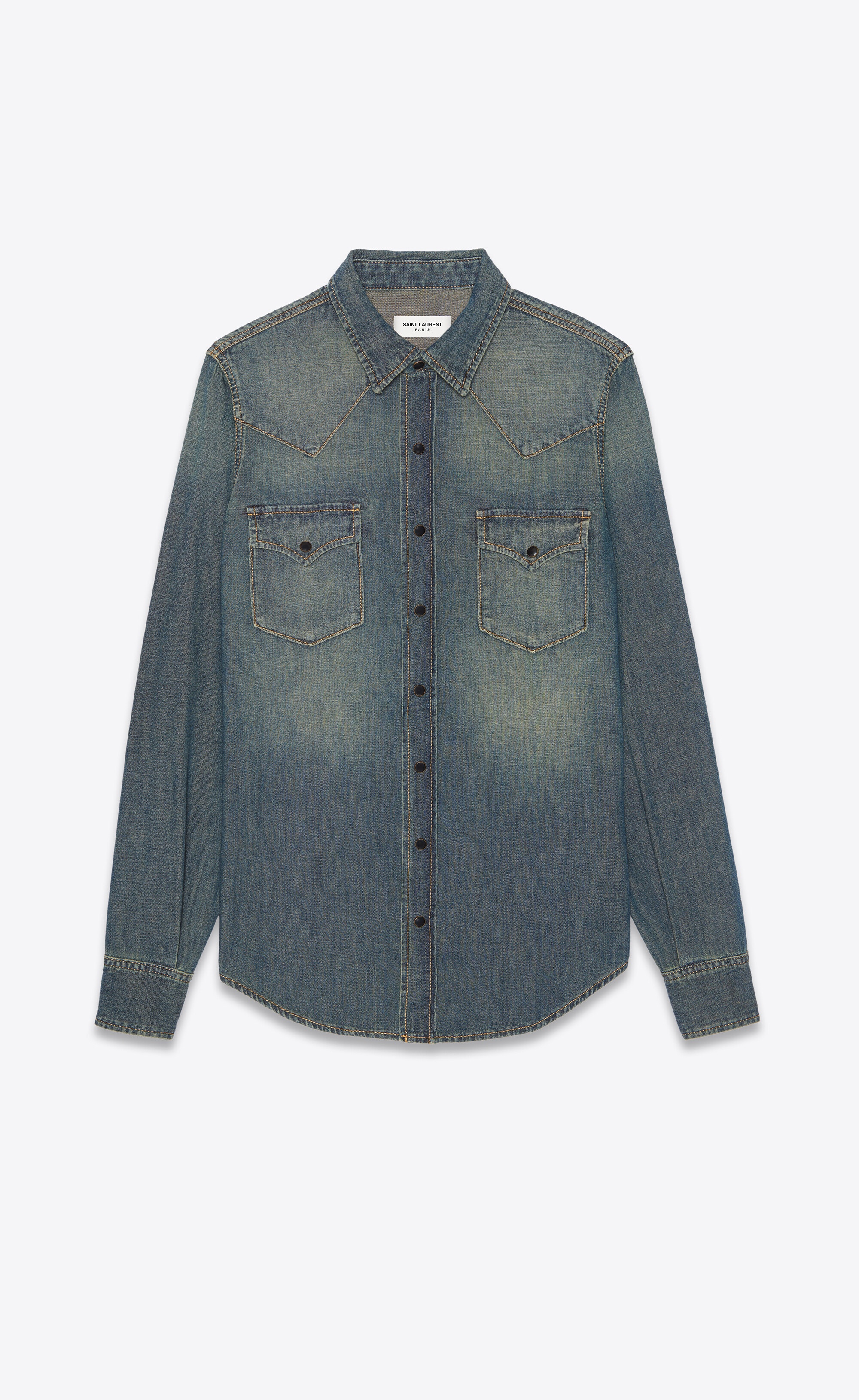 western shirt in deep vintage blue denim - 1