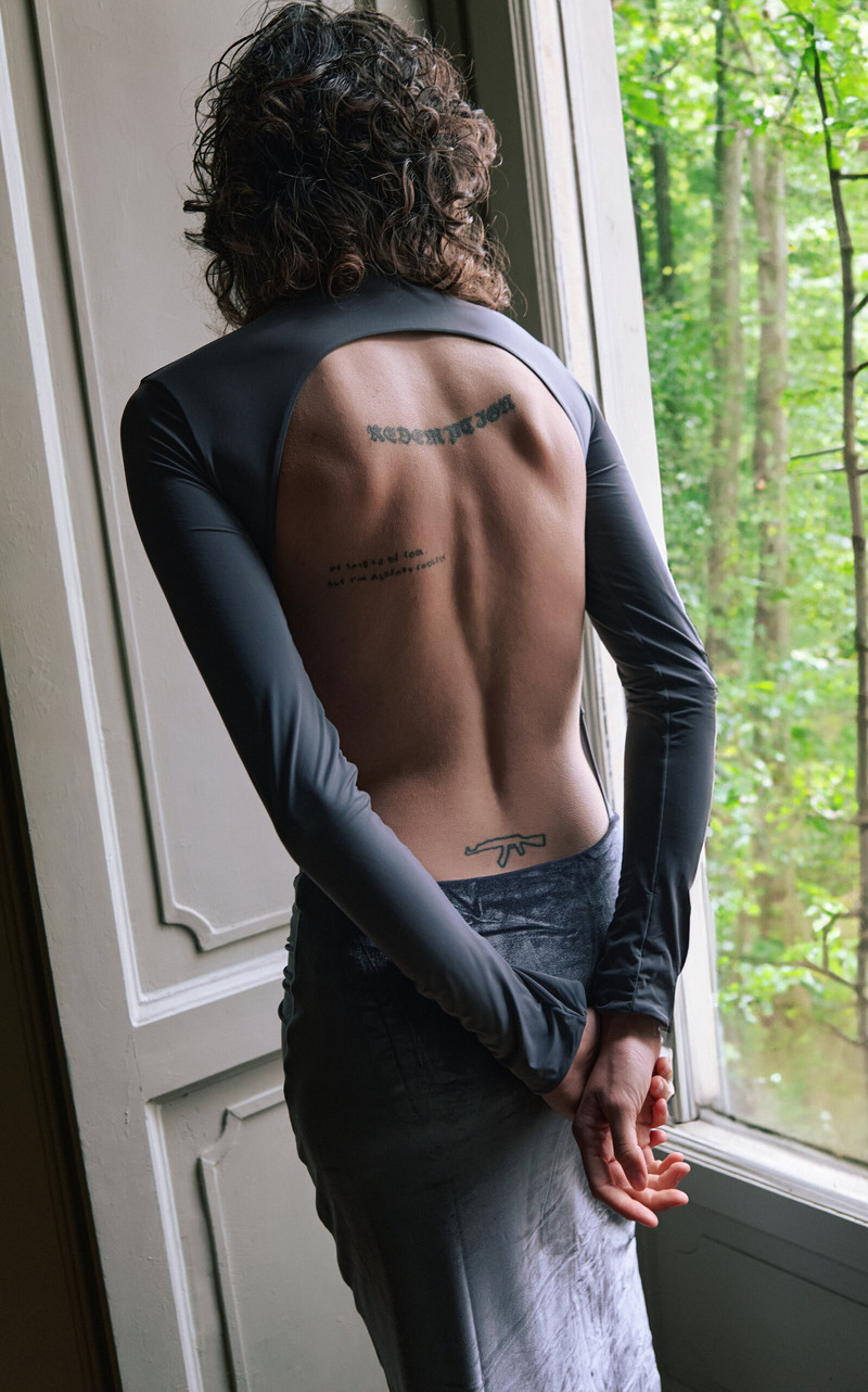 Borelli Open-Back Jersey and Velvet Maxi Dress grey 6