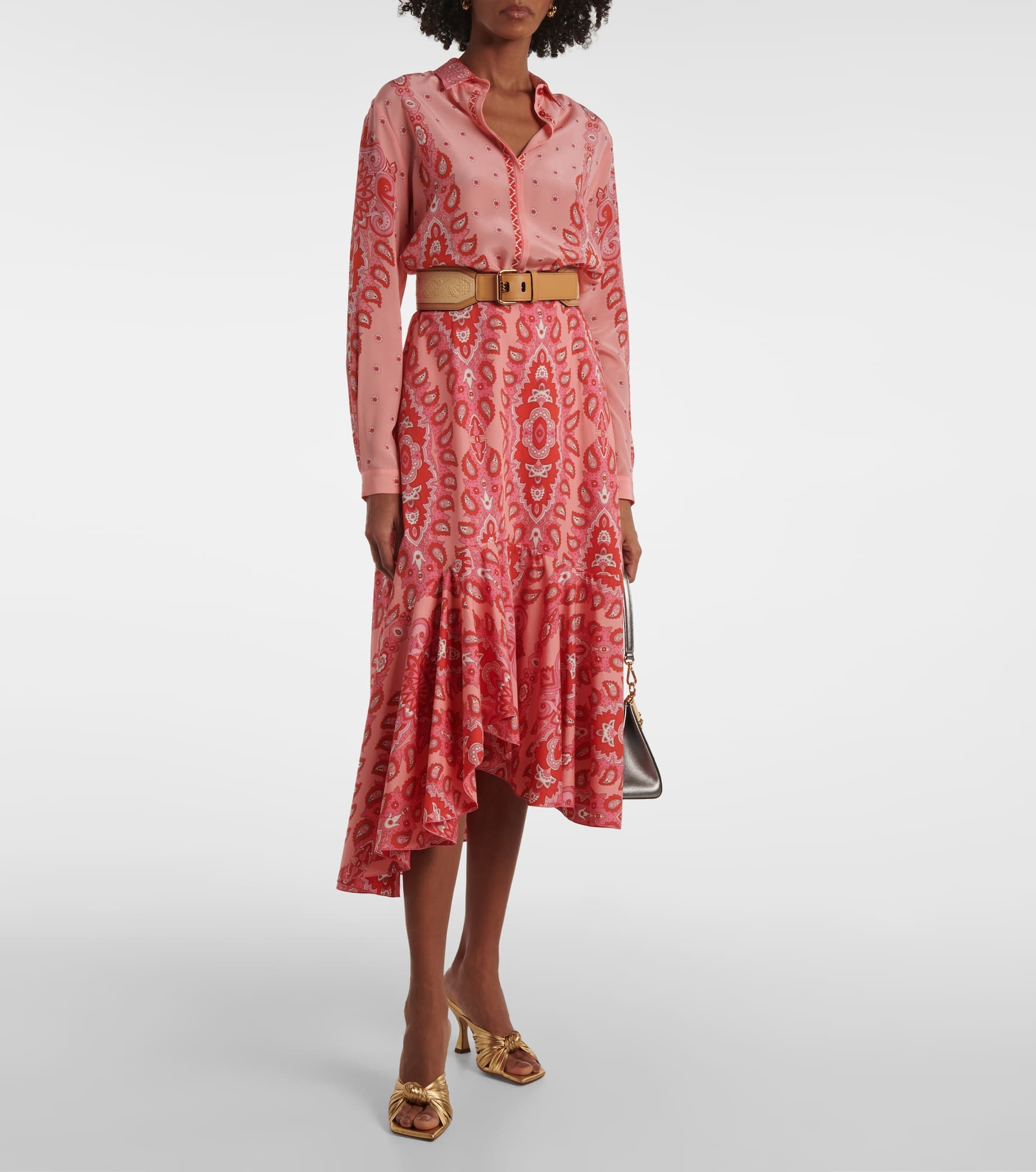 Paisley asymmetric cotton midi skirt - 2