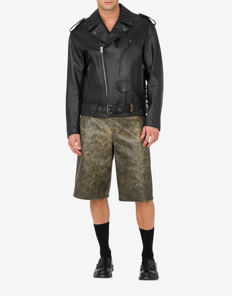 Moschino NAPPA LEATHER BIKER JACKET WITH LACES outlook