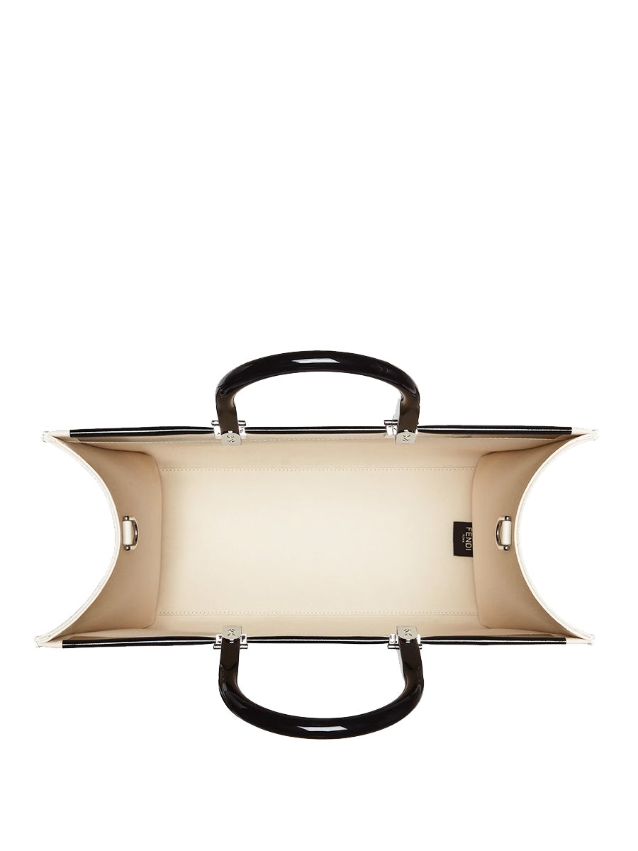 Medium Sunshine Shopper Canvas and Black Patent Leather - 4