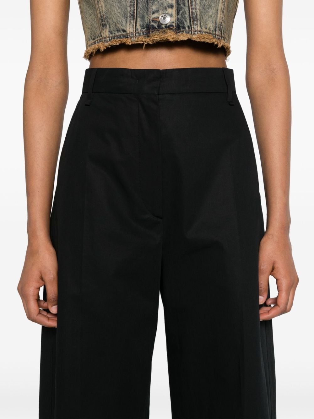 wide-leg cotton trousers - 5