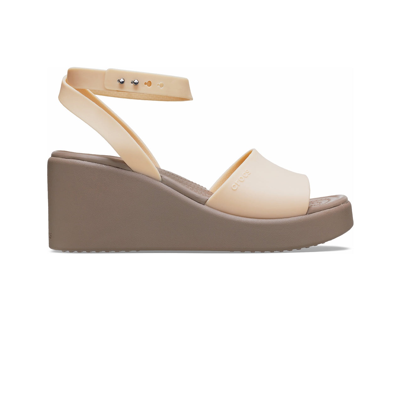 (WMNS) Crocs Brooklyn Ankle Strap Wedge Sandals 'Cream White Brown' 209406-2DS - 2